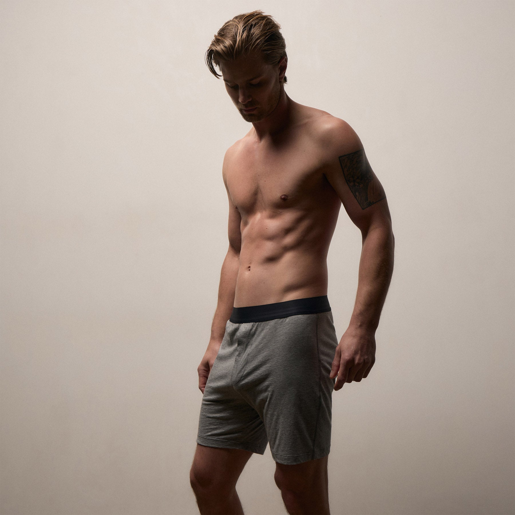 Luxe Lotus Relaxed Fit Boxer Short - Heather Grey