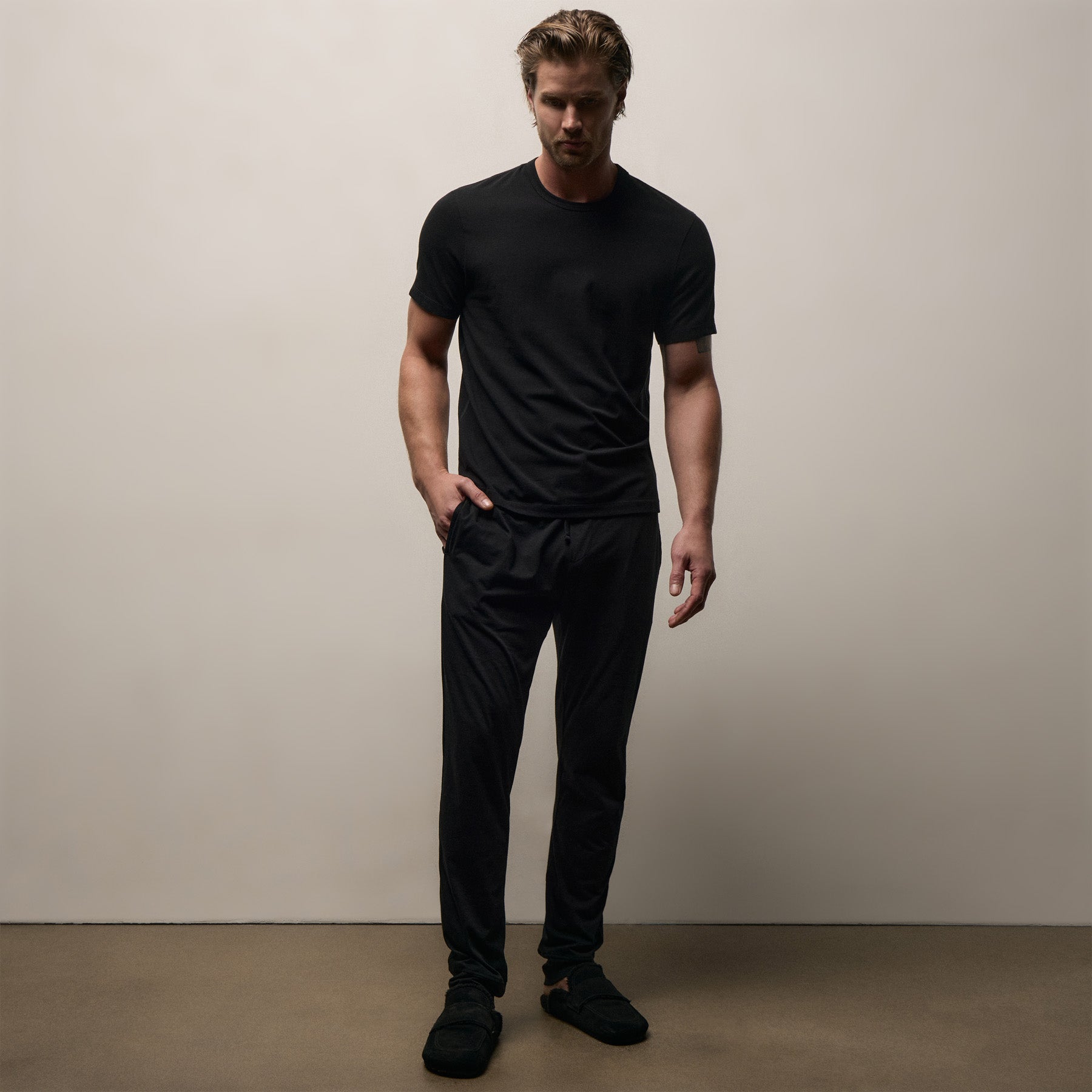 Elevated Lotus Jersey Lounge Tee - Black