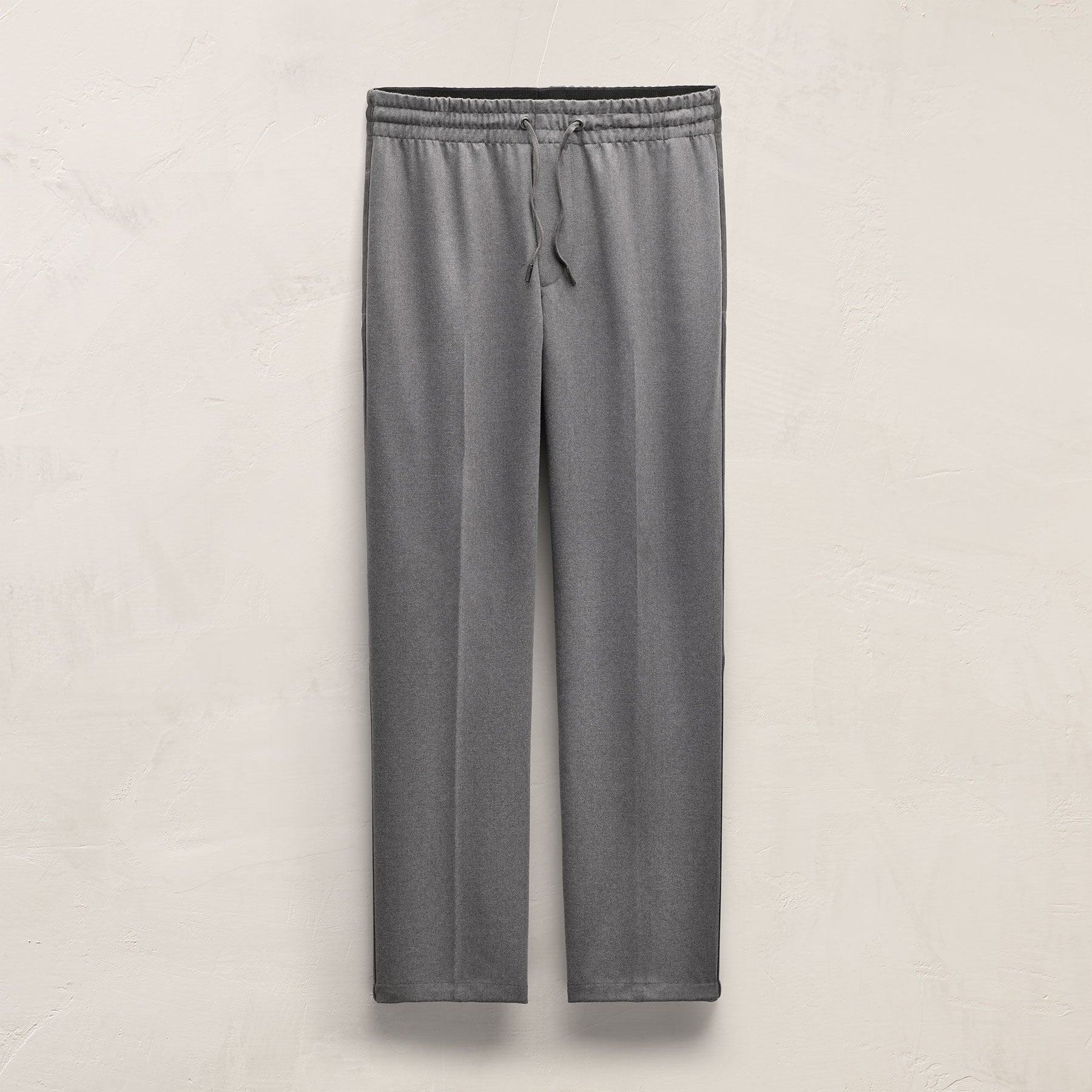 Suede Trim Wool Drawstring Trouser - Heather Grey