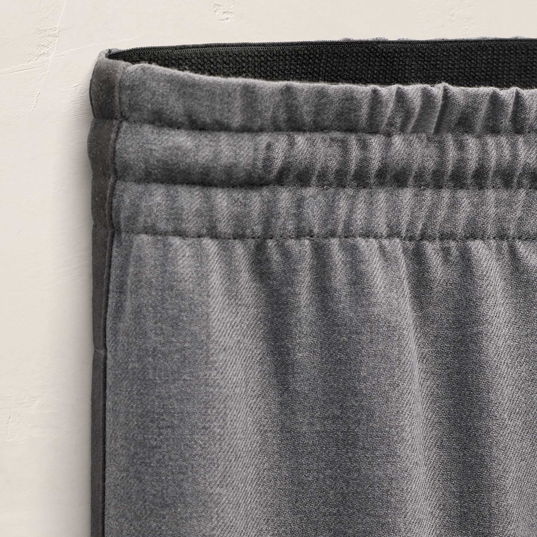 Suede Trim Wool Drawstring Trouser - Heather Grey