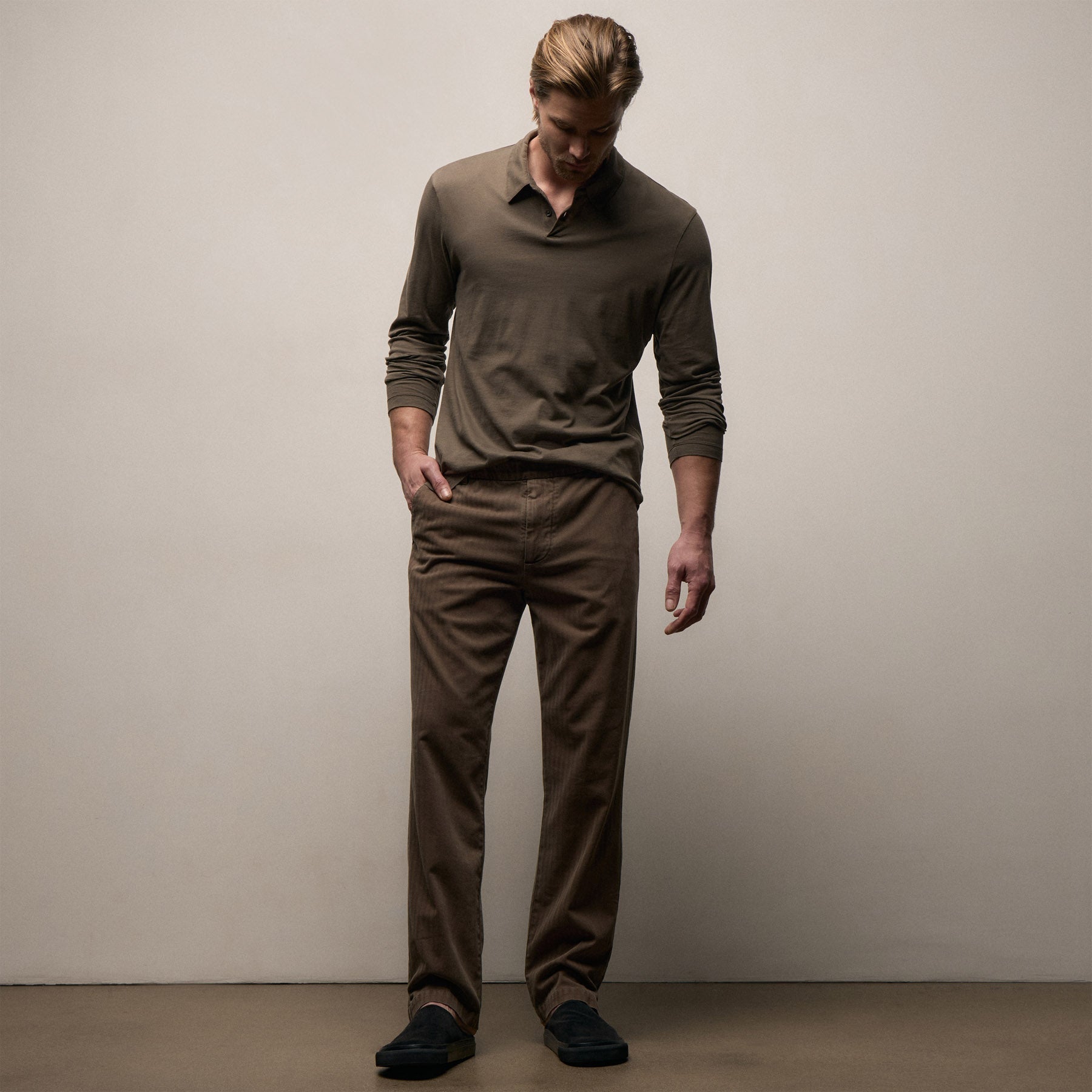 Herringbone Twill Trouser - Caribou Pigment