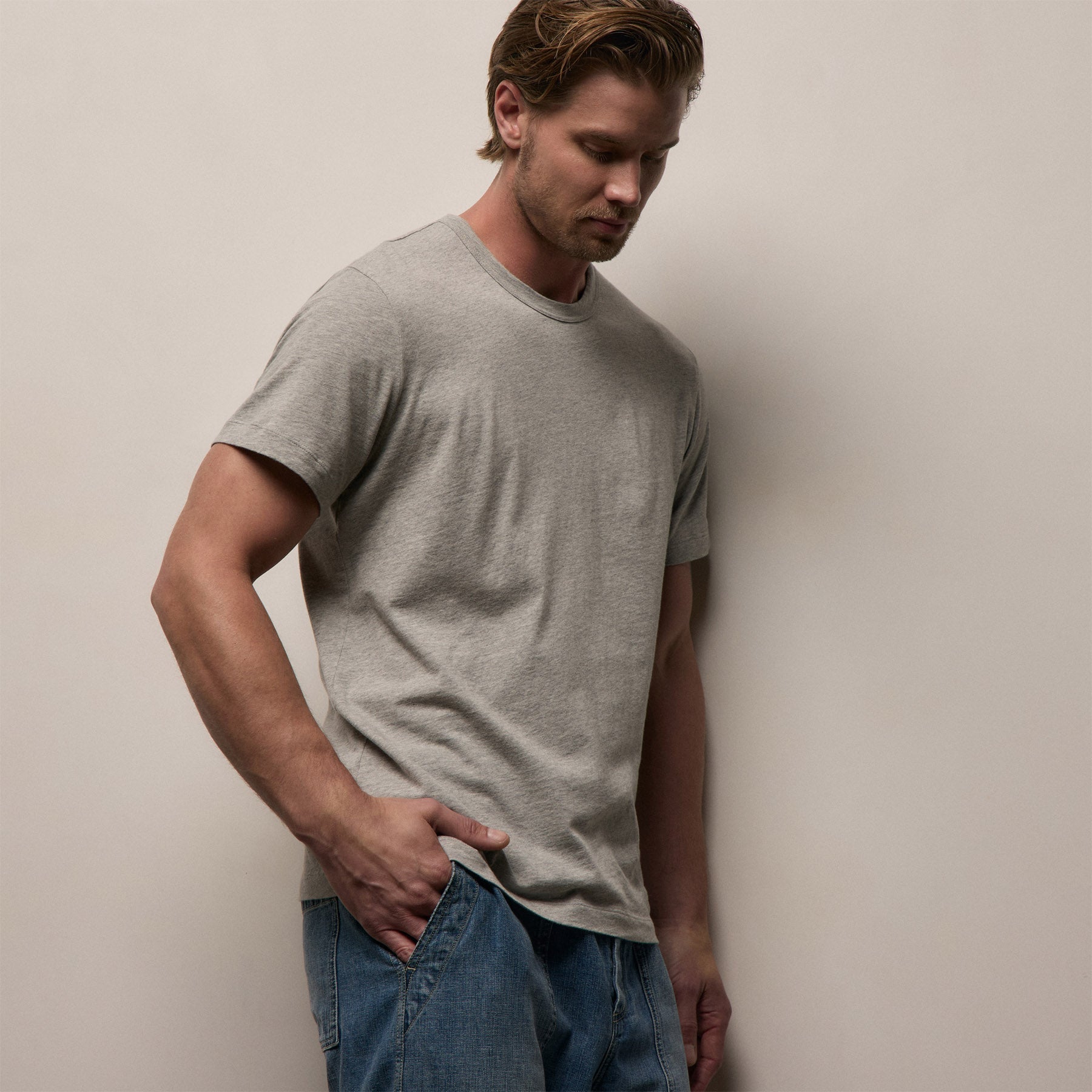 Short Sleeve Crew Neck - Heather Grey