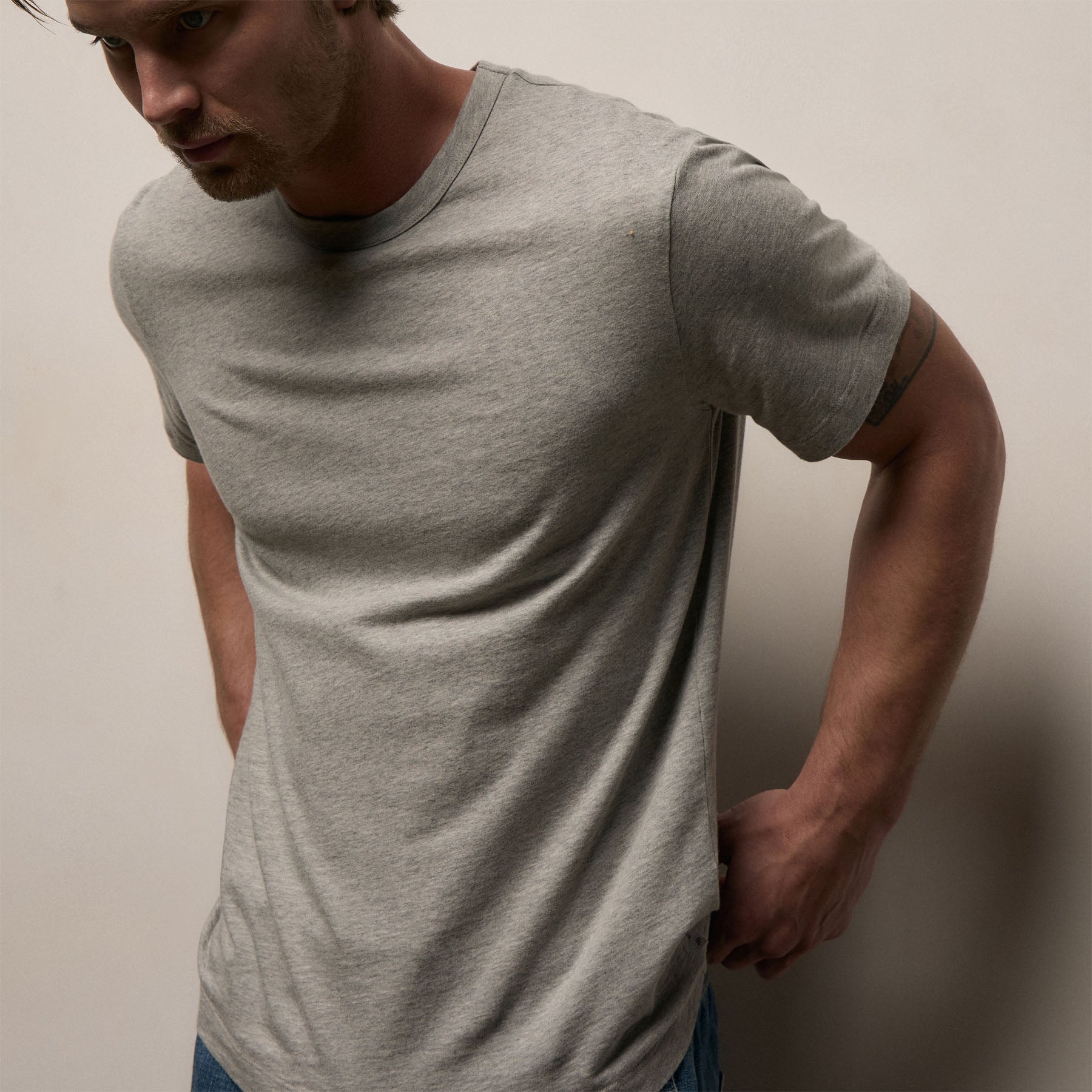 Short Sleeve Crew Neck - Heather Grey