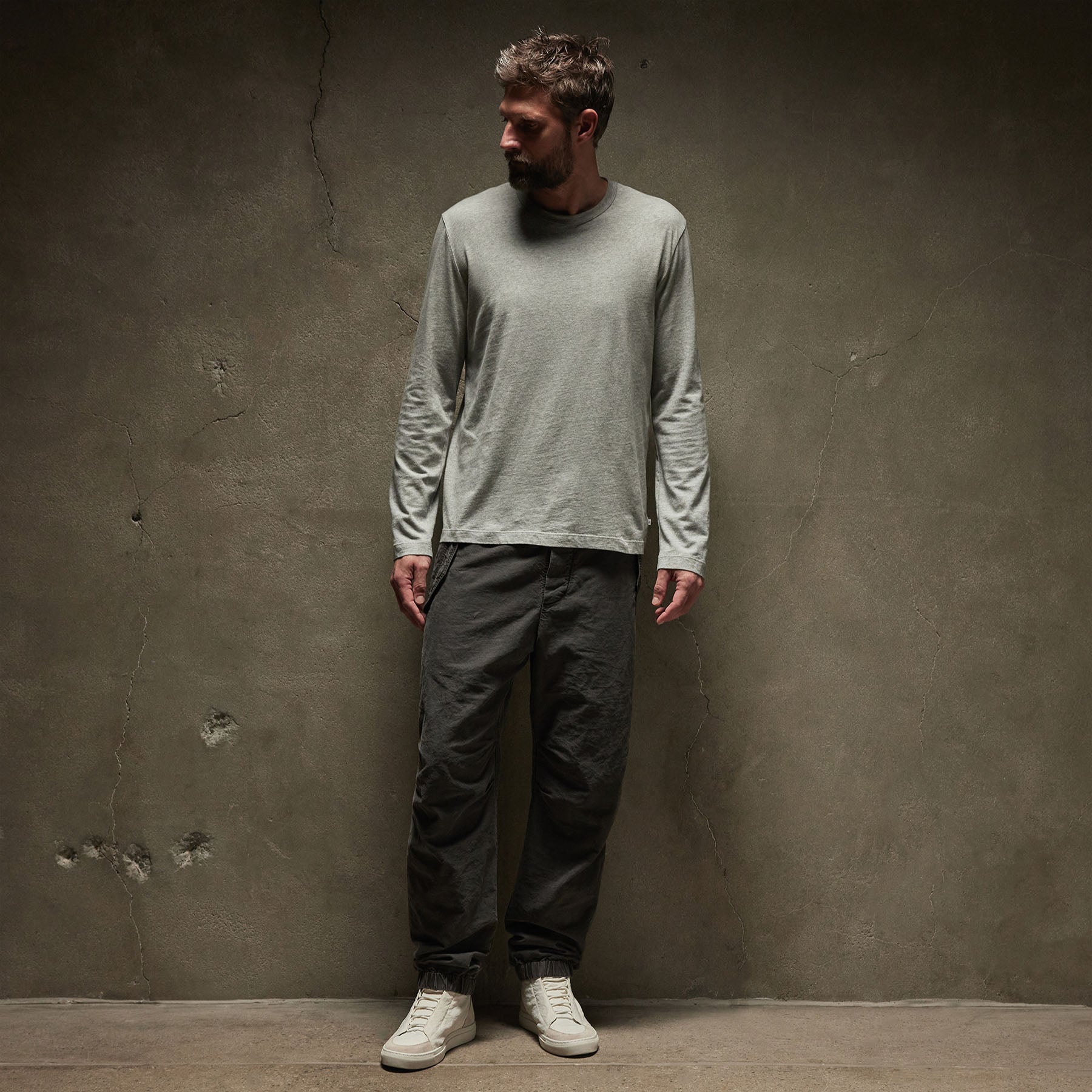 Long Sleeve Crew Neck - Heather Grey