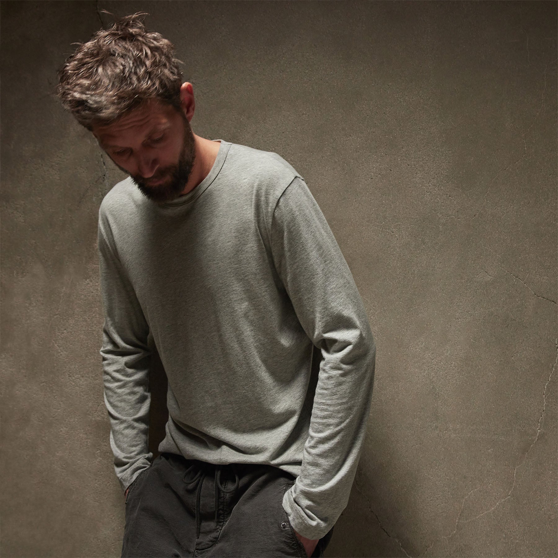 Long Sleeve Crew Neck - Heather Grey