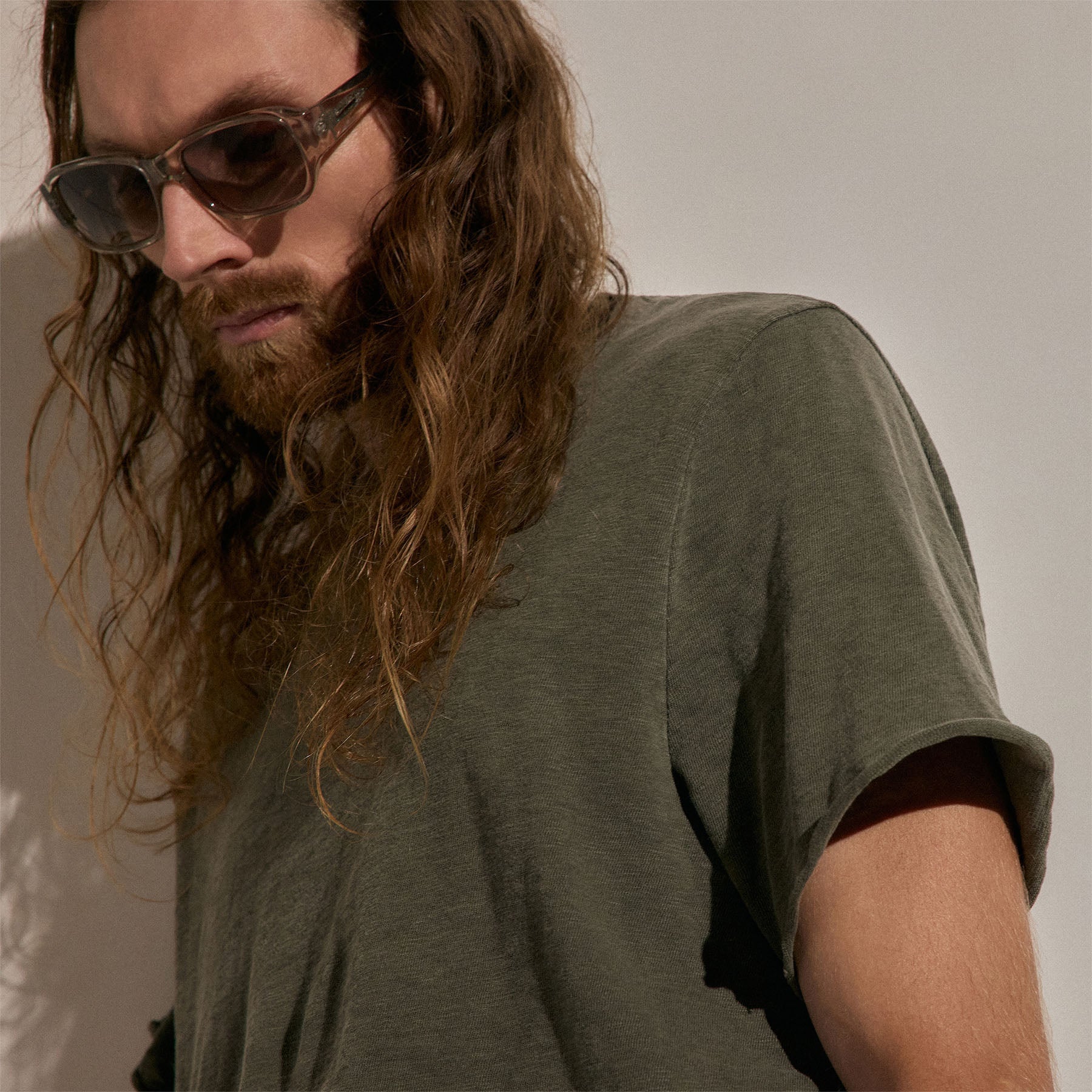 Cotton Slub Short Sleeve Tee - Army Green Pigment