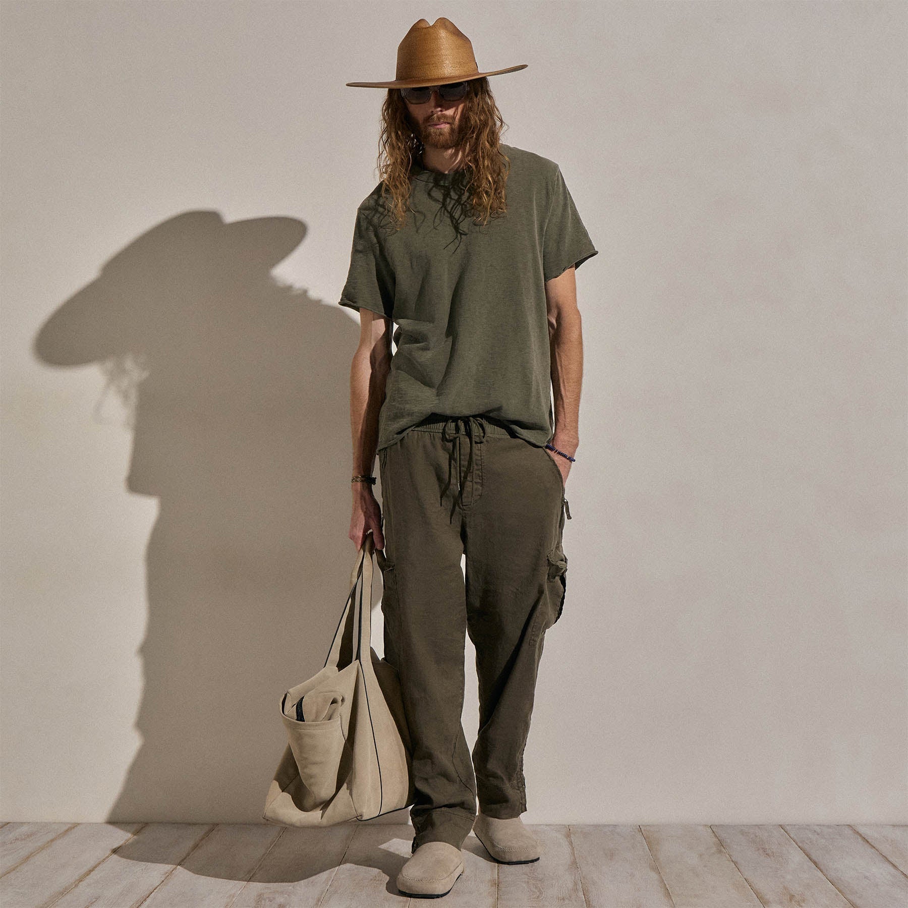 Cotton Slub Short Sleeve Tee - Army Green Pigment