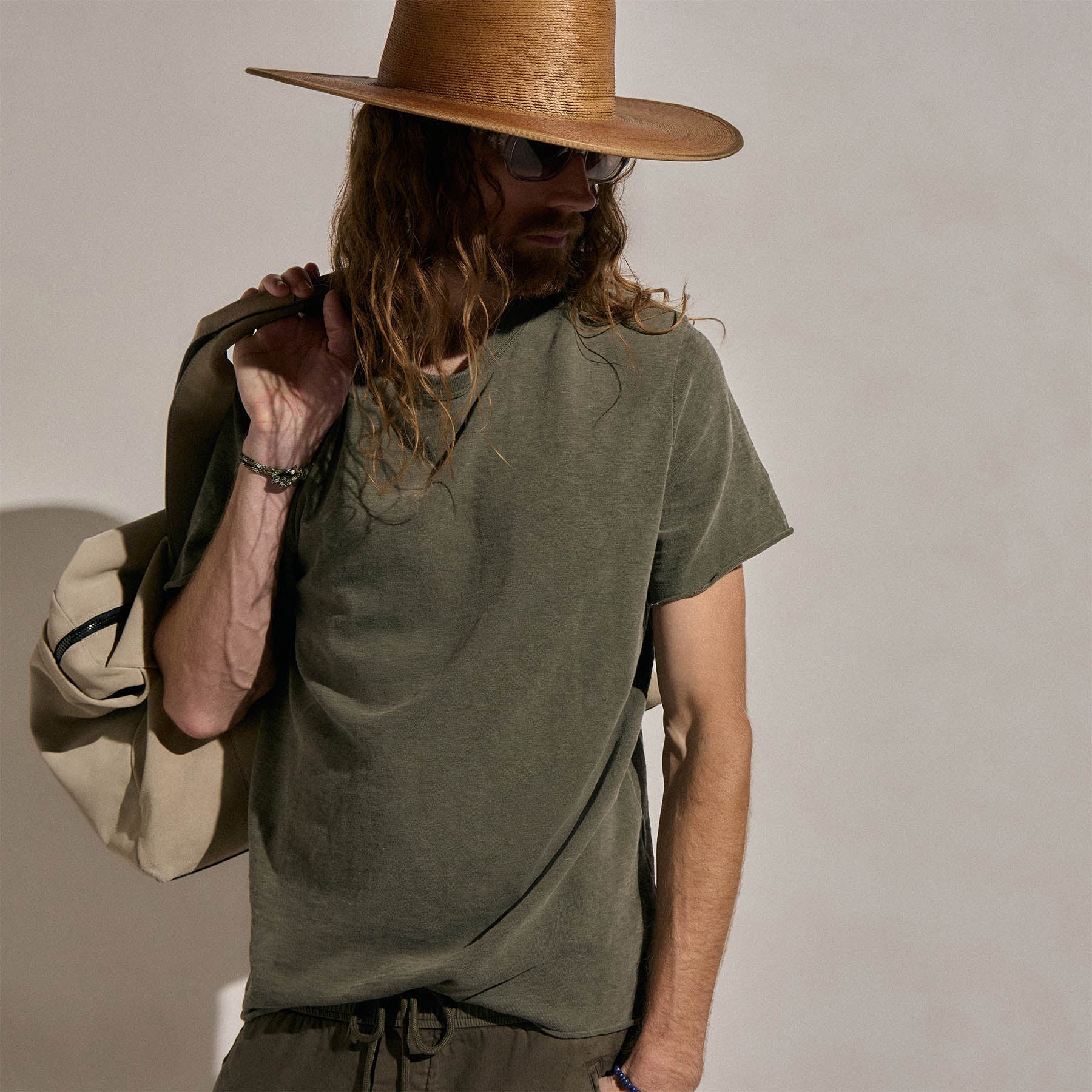Cotton Slub Short Sleeve Tee - Army Green Pigment