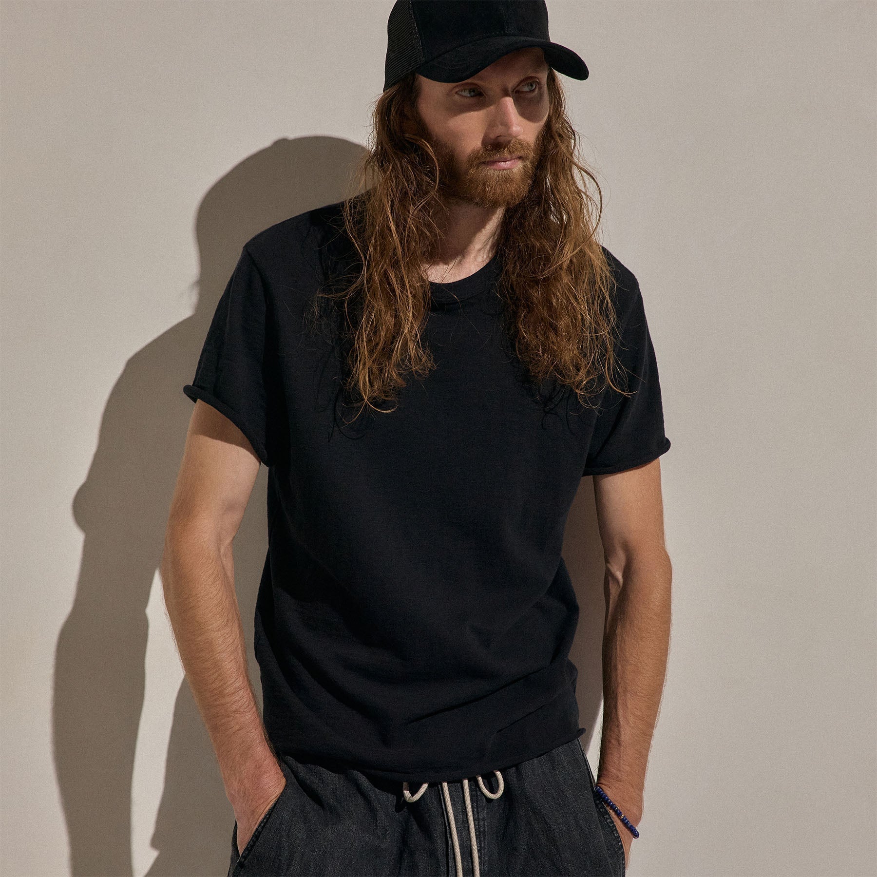 Cotton Slub Short Sleeve Tee - Black