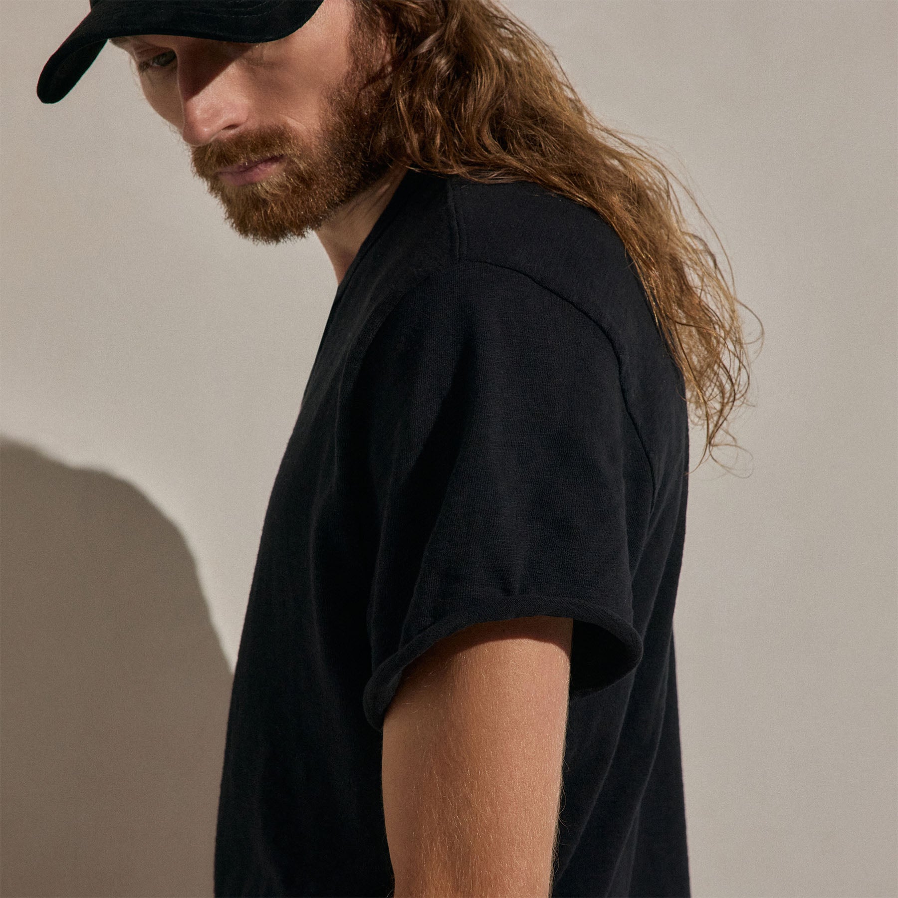 Cotton Slub Short Sleeve Tee - Black