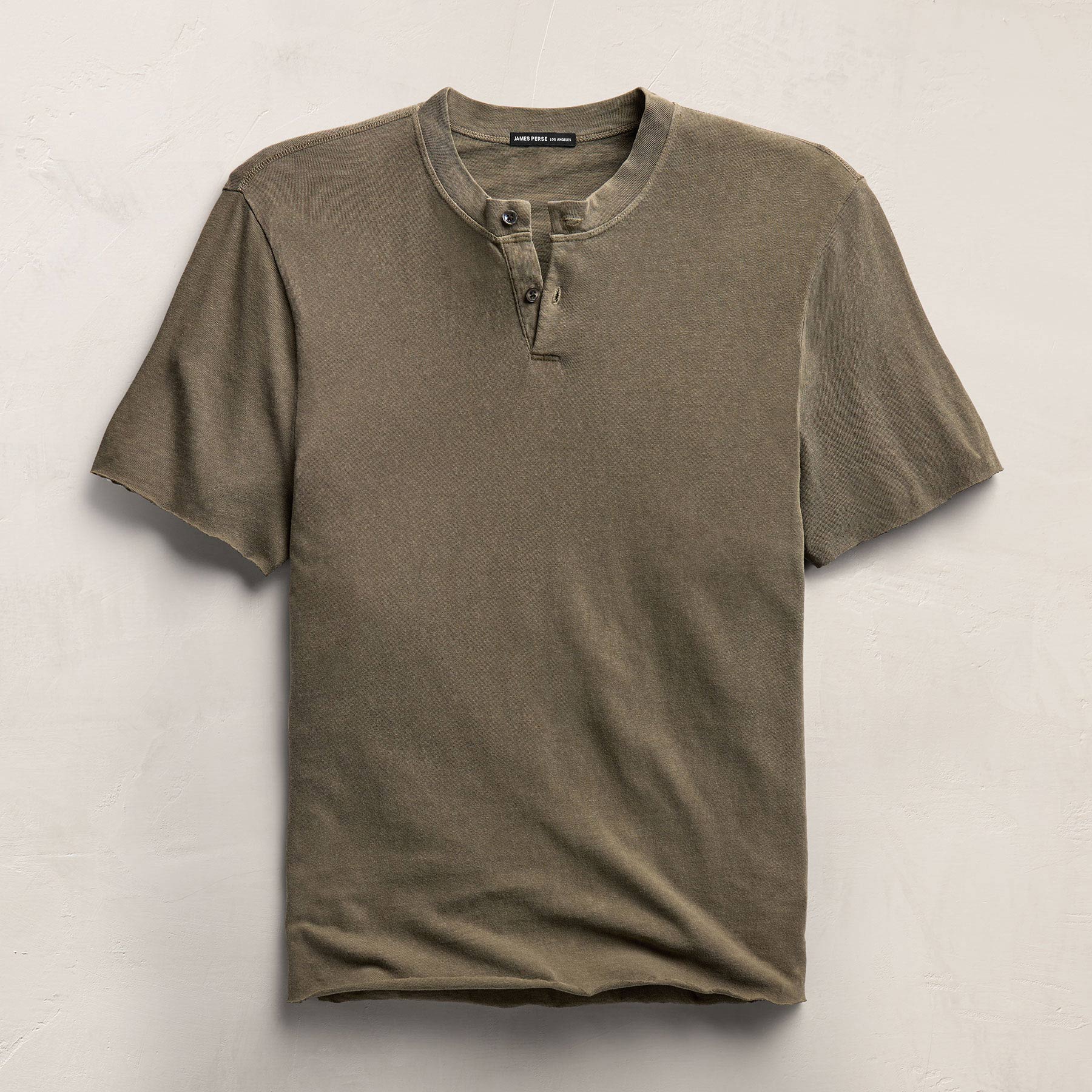 Slub Jersey Short Sleeve Henley - Light Olive Pigment