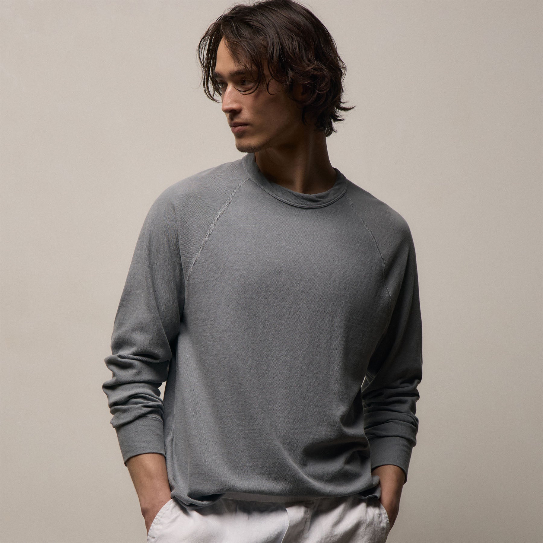 Slub Jersey Long Sleeve Raglan Crew - Ore Pigment