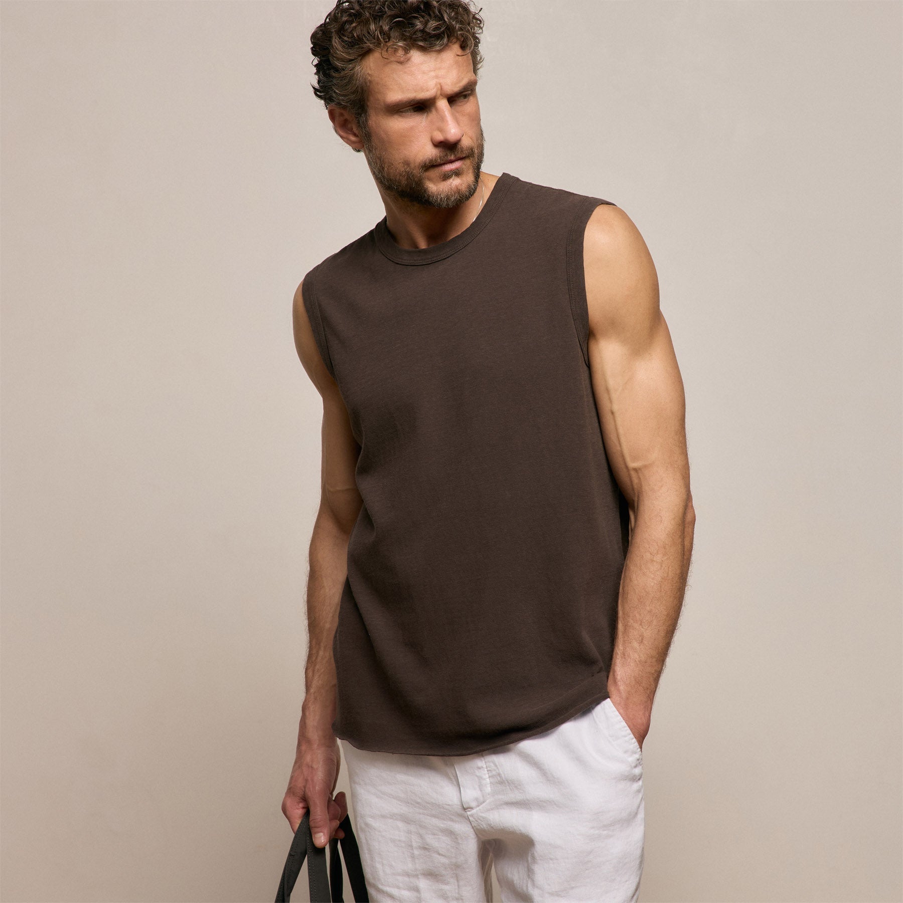 Slub Jersey Tank - Bark Pigment