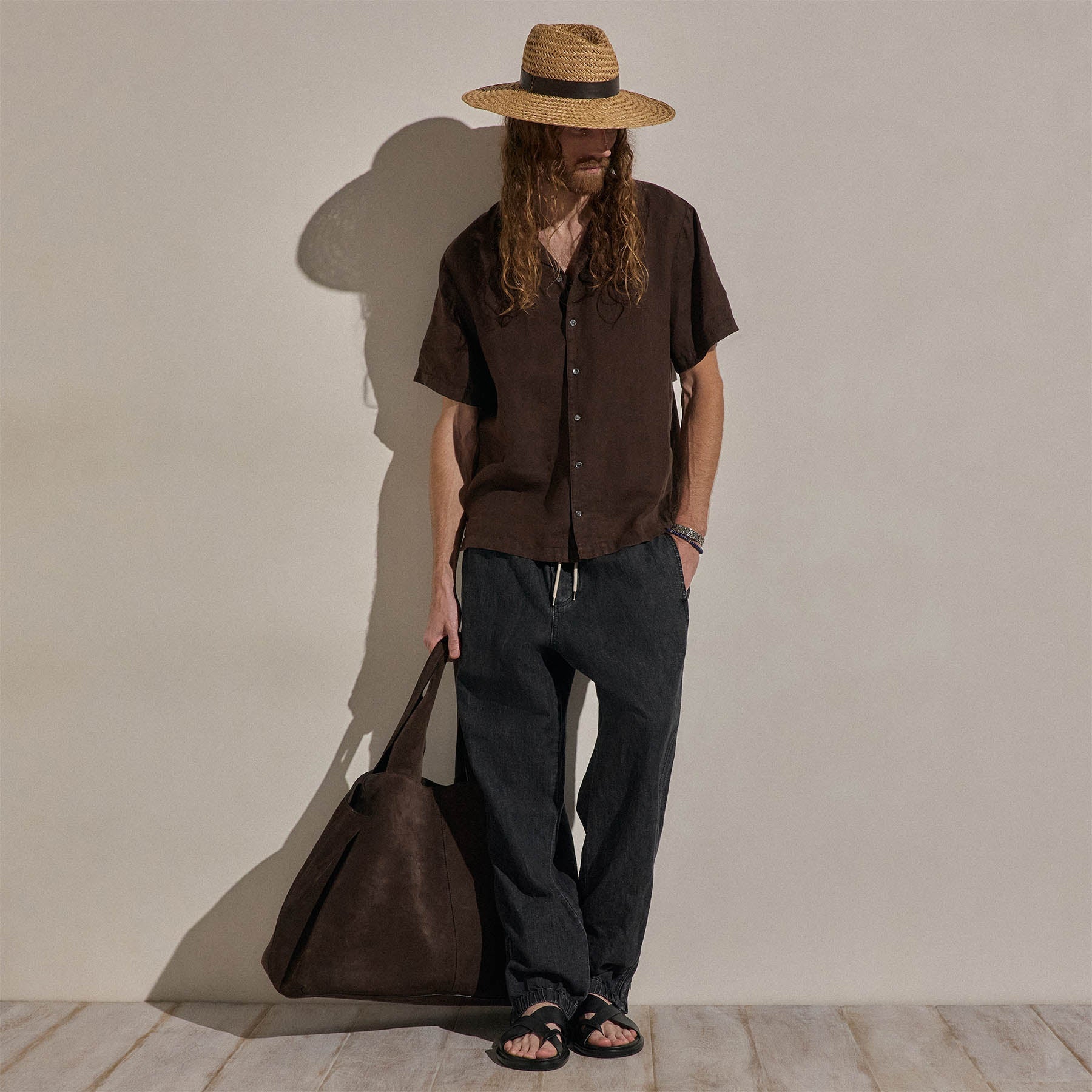 Lightweight Linen Short Sleeve Shirt - Bark Pigment