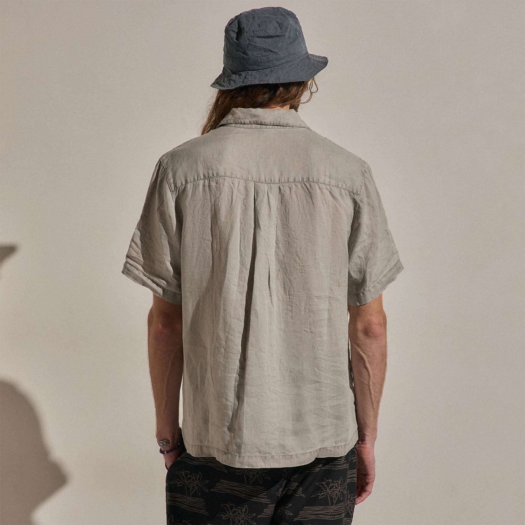 Lightweight Linen Short Sleeve Shirt - Fog Pigment