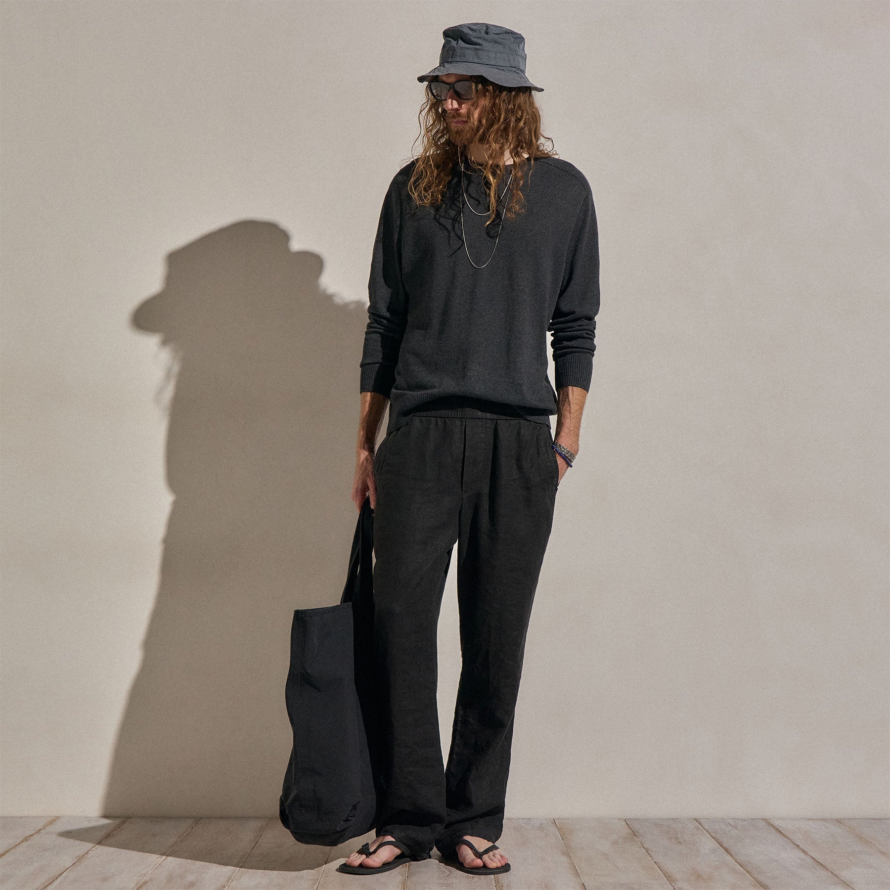 Lightweight Linen Pant - Black