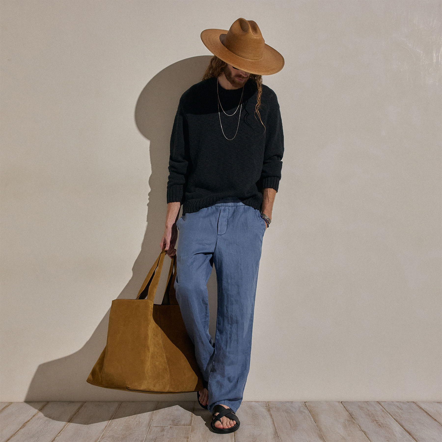 Lightweight Linen Pant - Danube Pigment