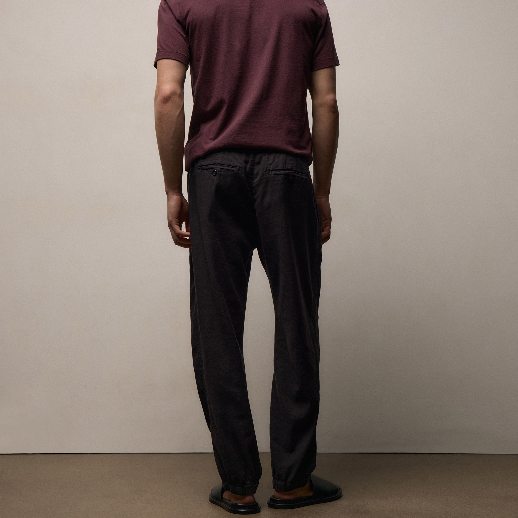 Stretch Linen Jogger - Black