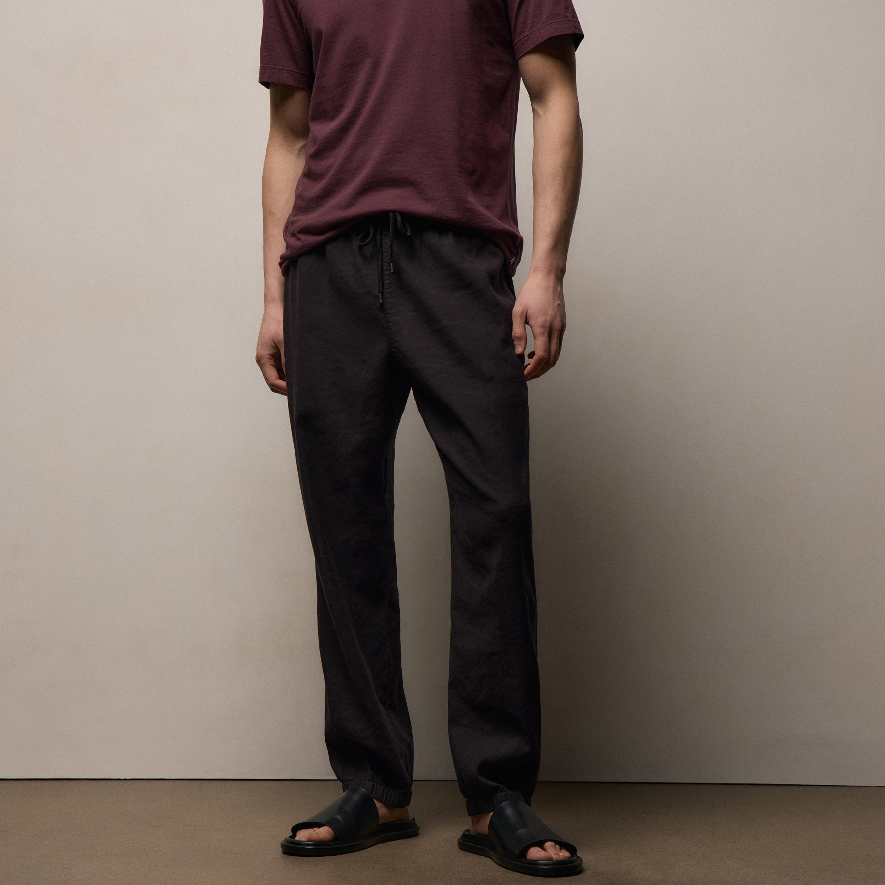 Stretch Linen Jogger - Black