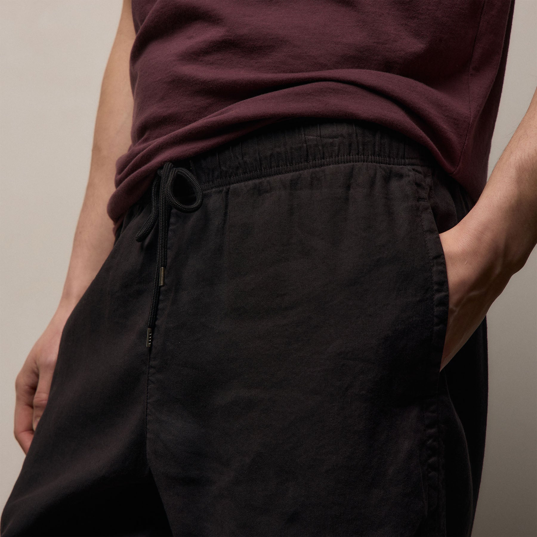 Stretch Linen Jogger - Black