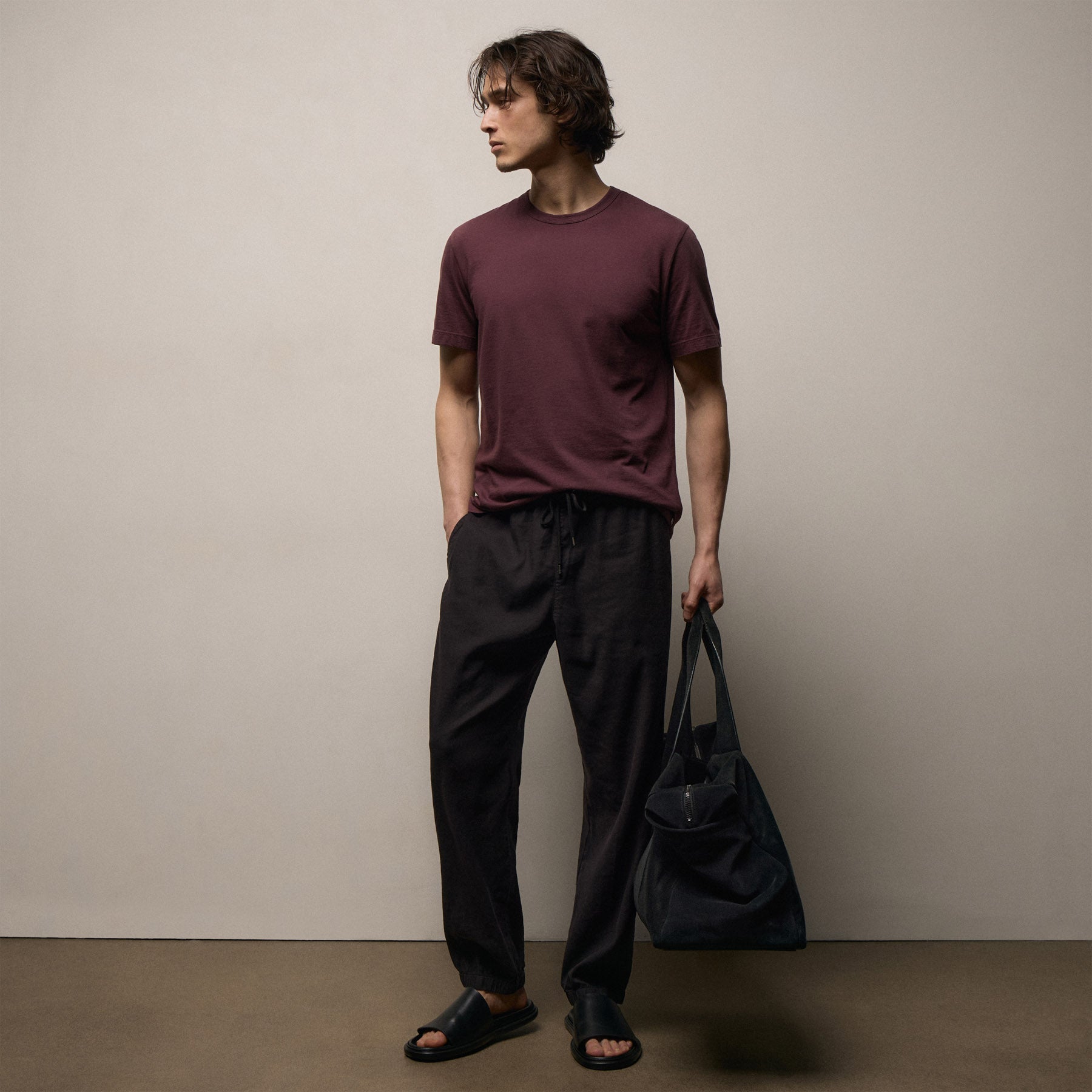 Stretch Linen Jogger - Black