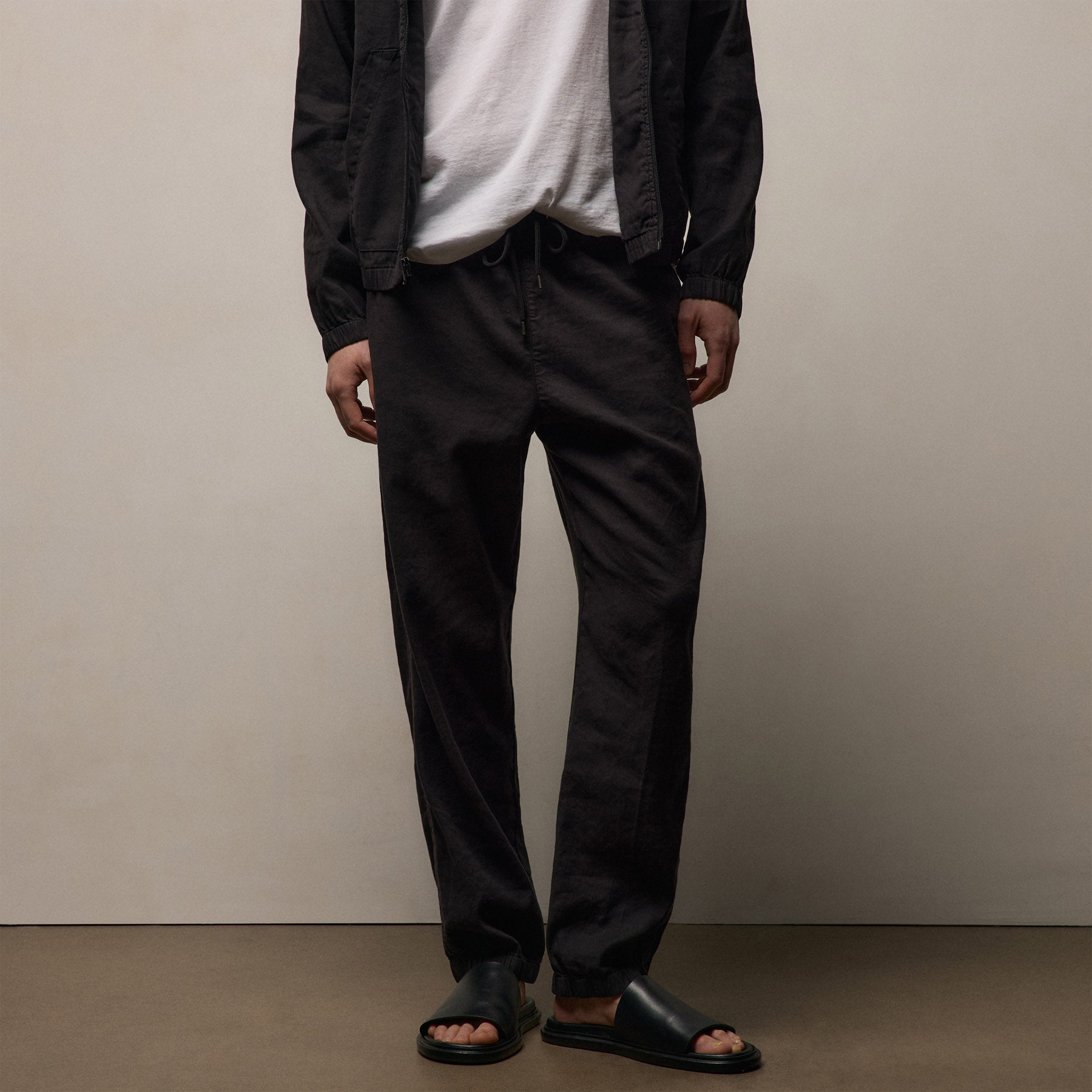 Stretch Linen Jogger - Black