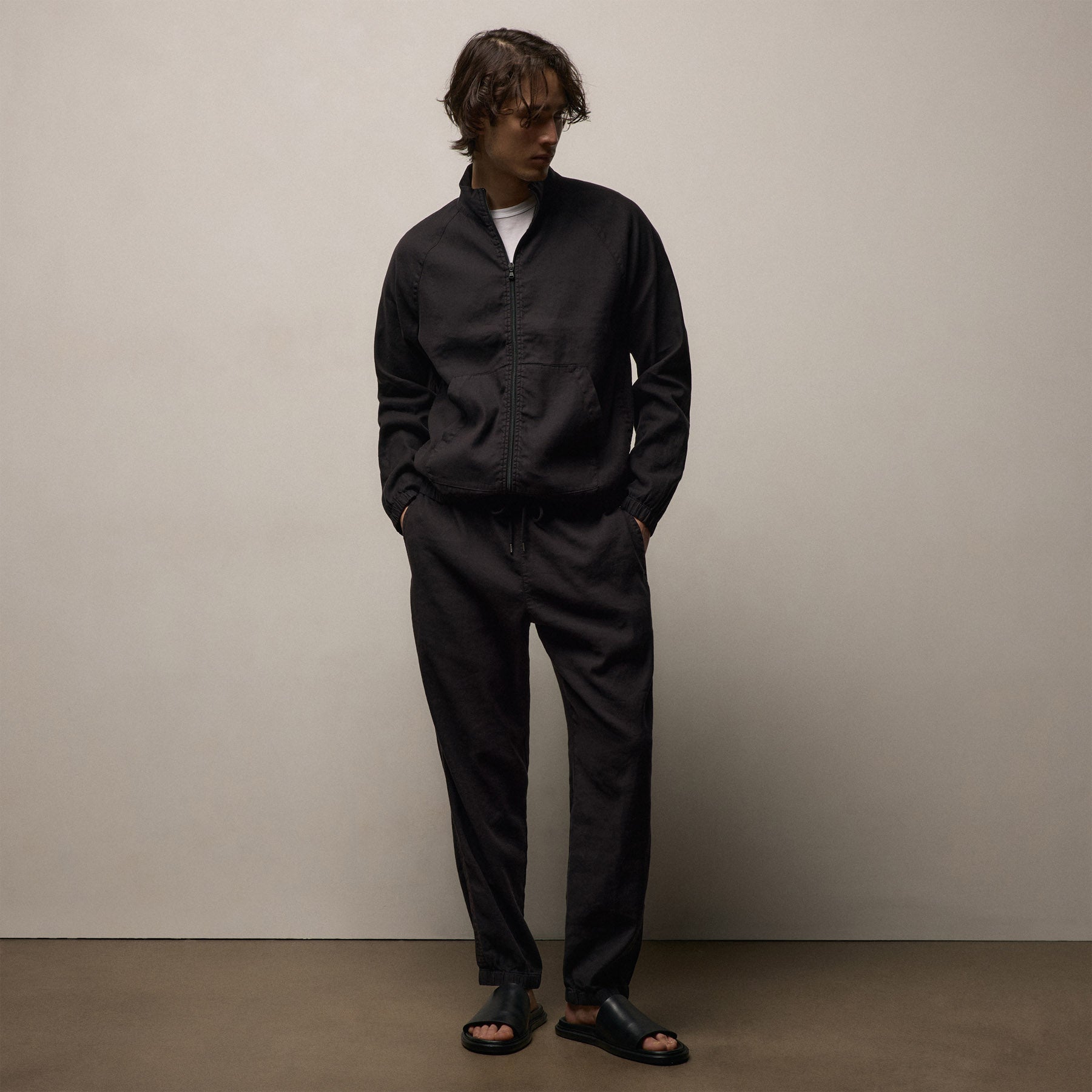 Stretch Linen Jogger - Black