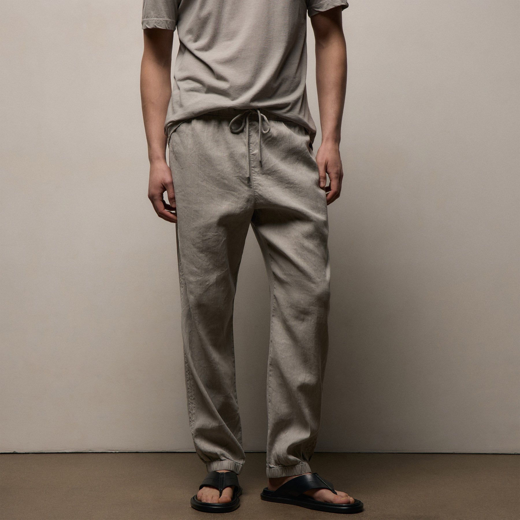 Stretch Linen Jogger - Fog Pigment
