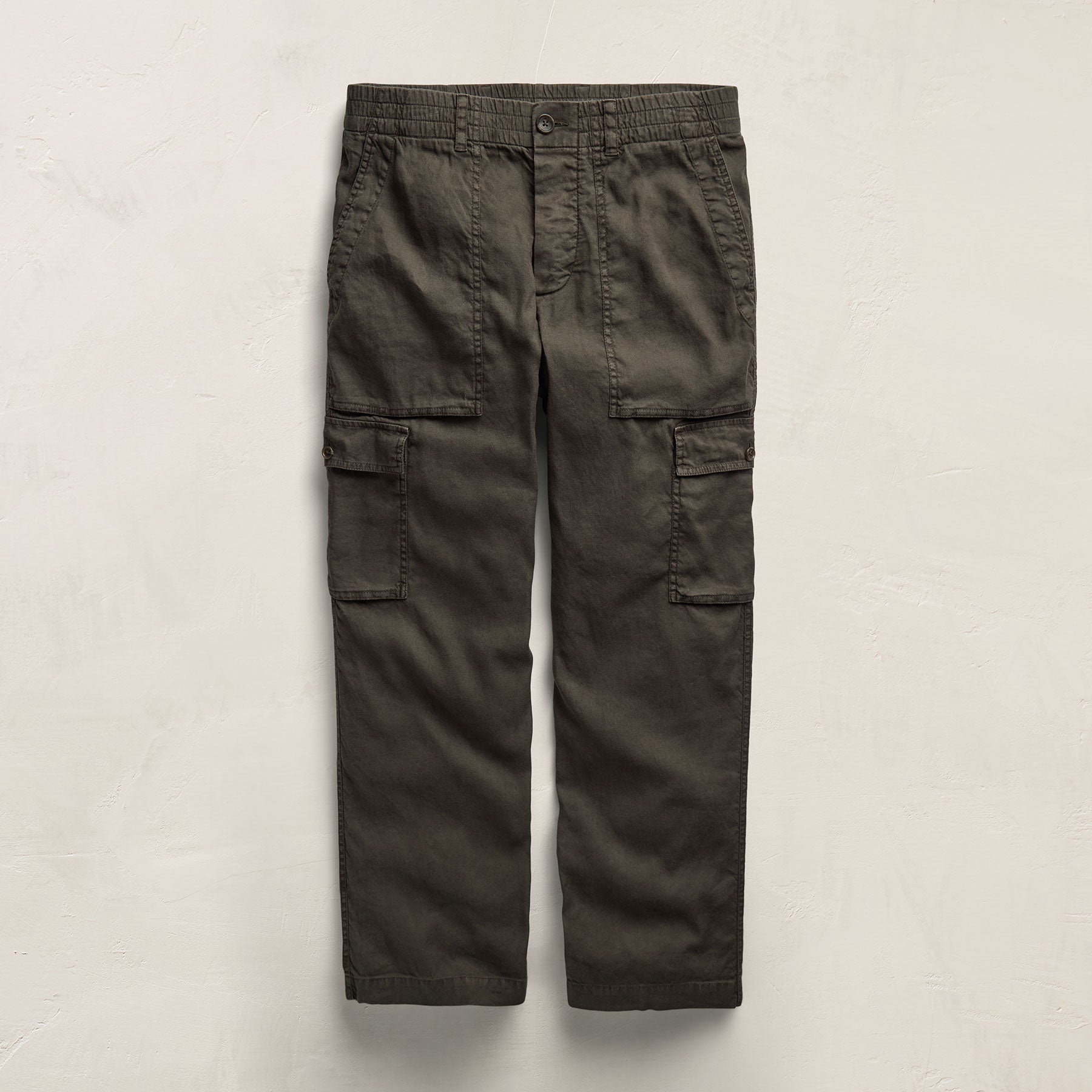 Stretch Linen Cargo Pant - Dark Olive Pigment
