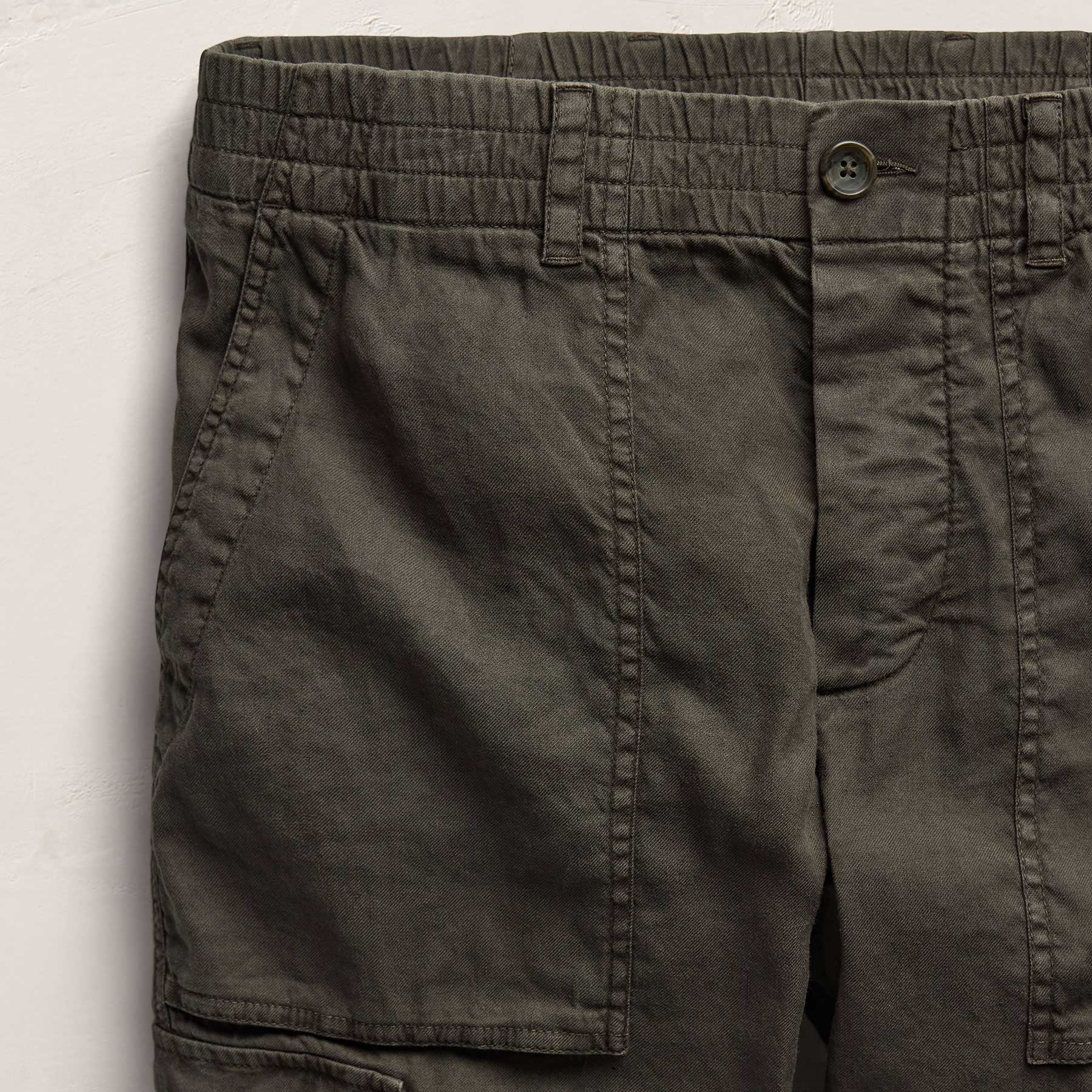 Stretch Linen Cargo Pant - Dark Olive Pigment