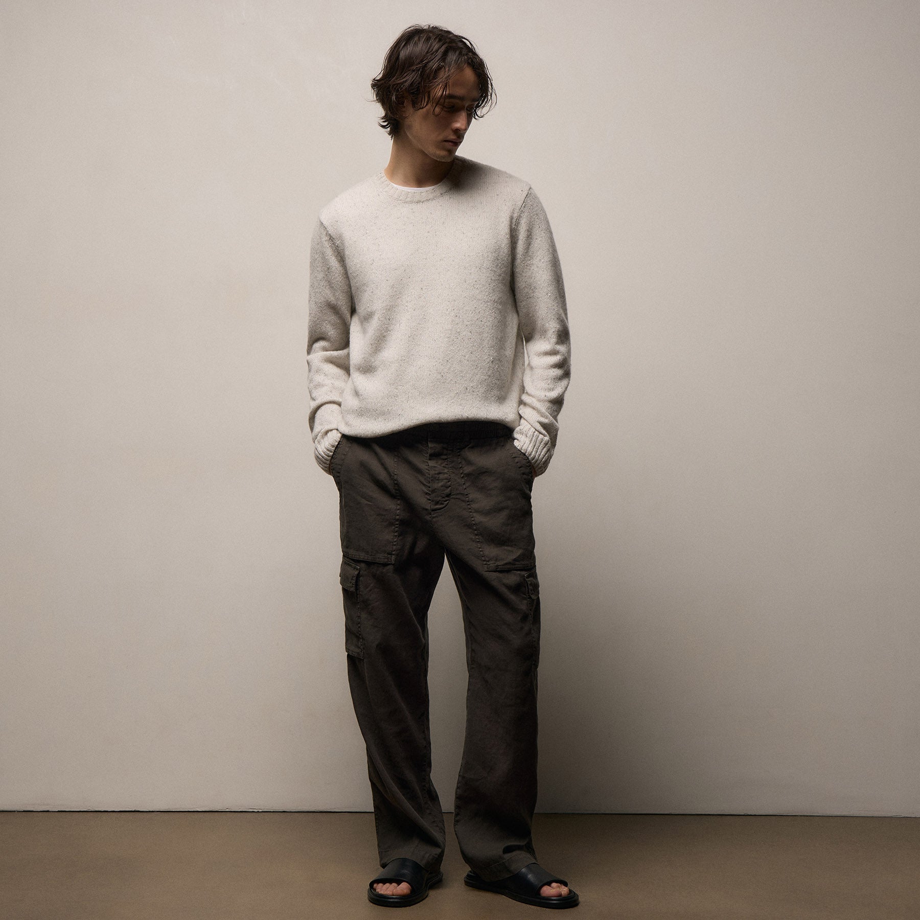 Stretch Linen Cargo Pant - Dark Olive Pigment