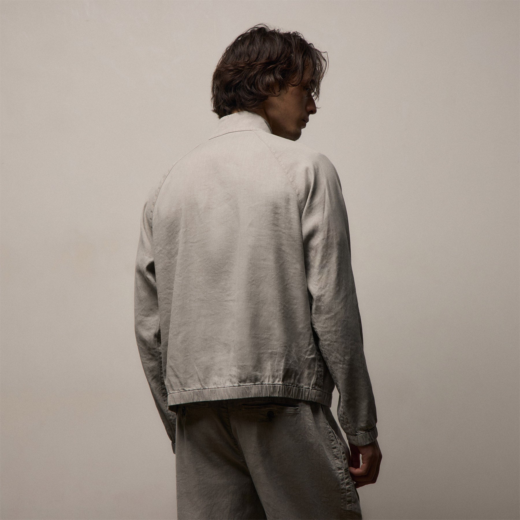 Stretch Linen Track Jacket - Fog Pigment