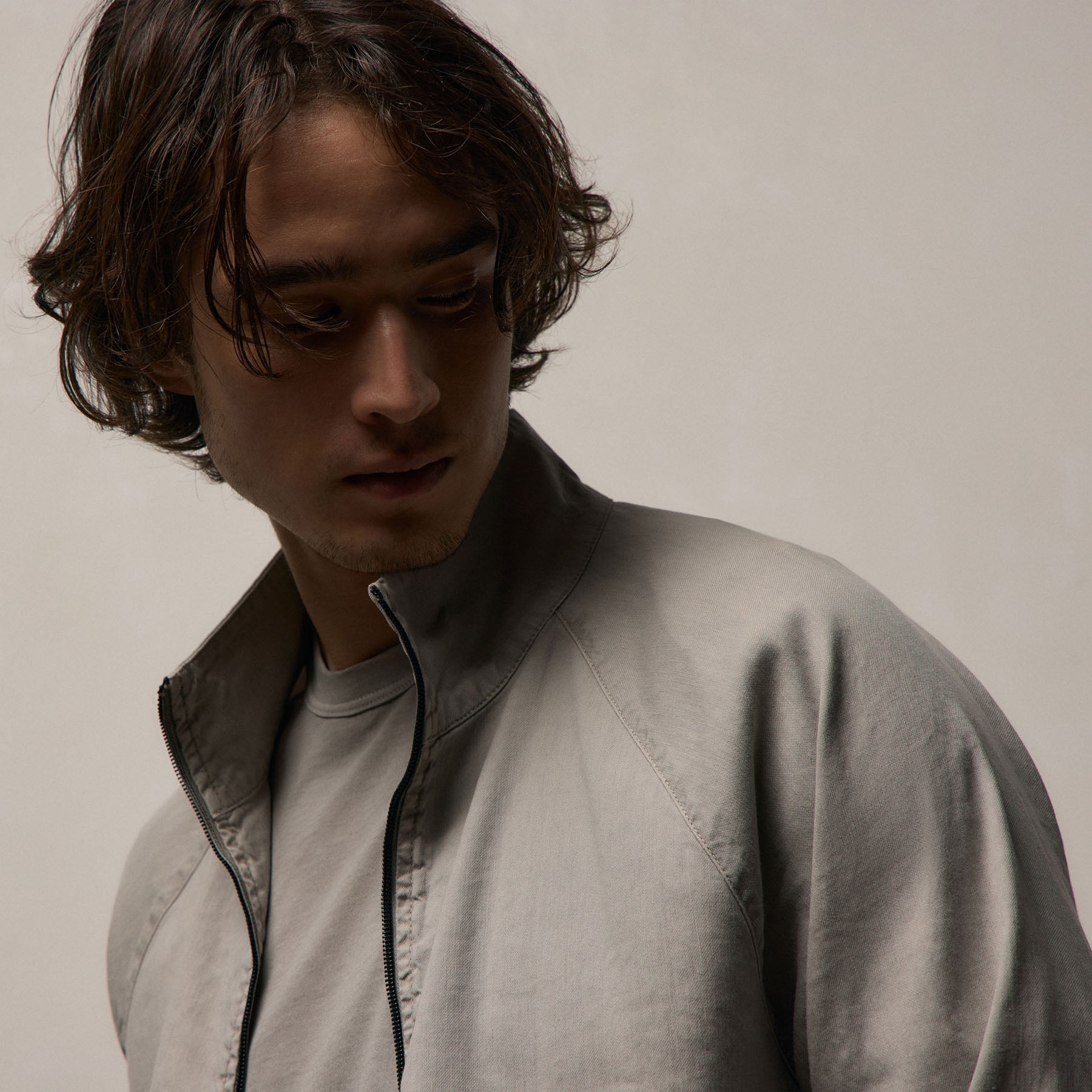 Stretch Linen Track Jacket - Fog Pigment