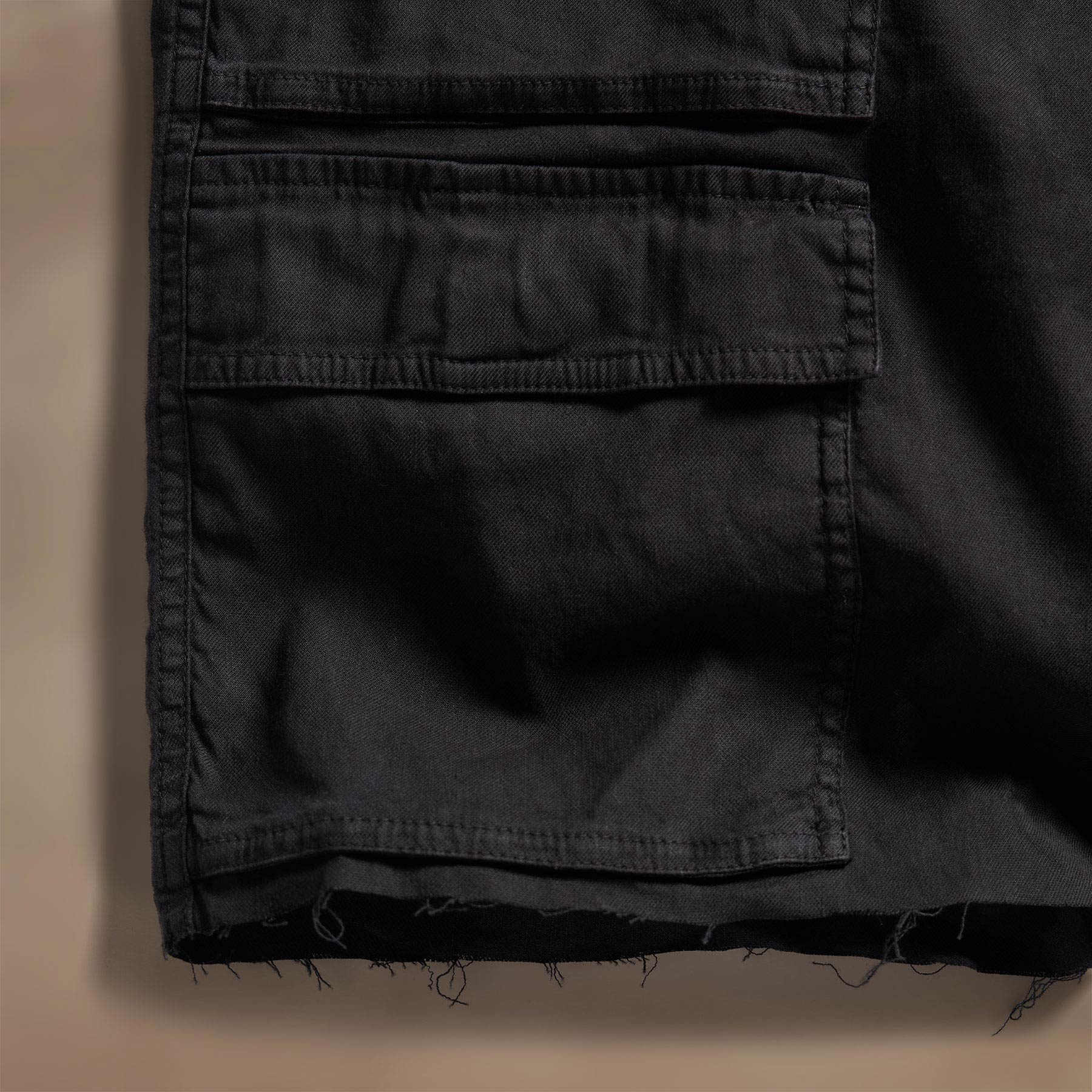 Linen Blend Utility Short - Black