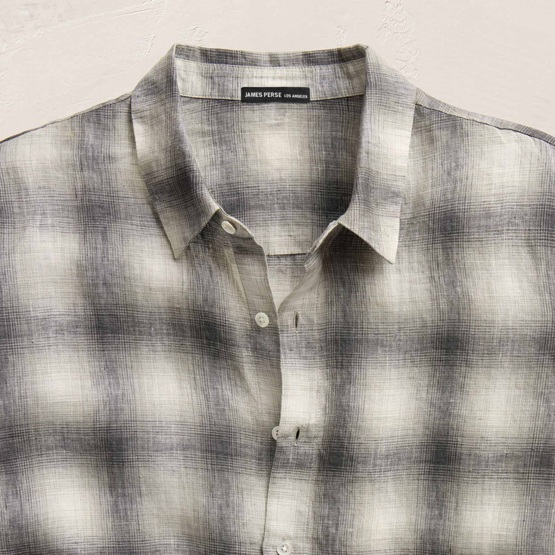 Plaid Linen Shirt - Grey Plaid