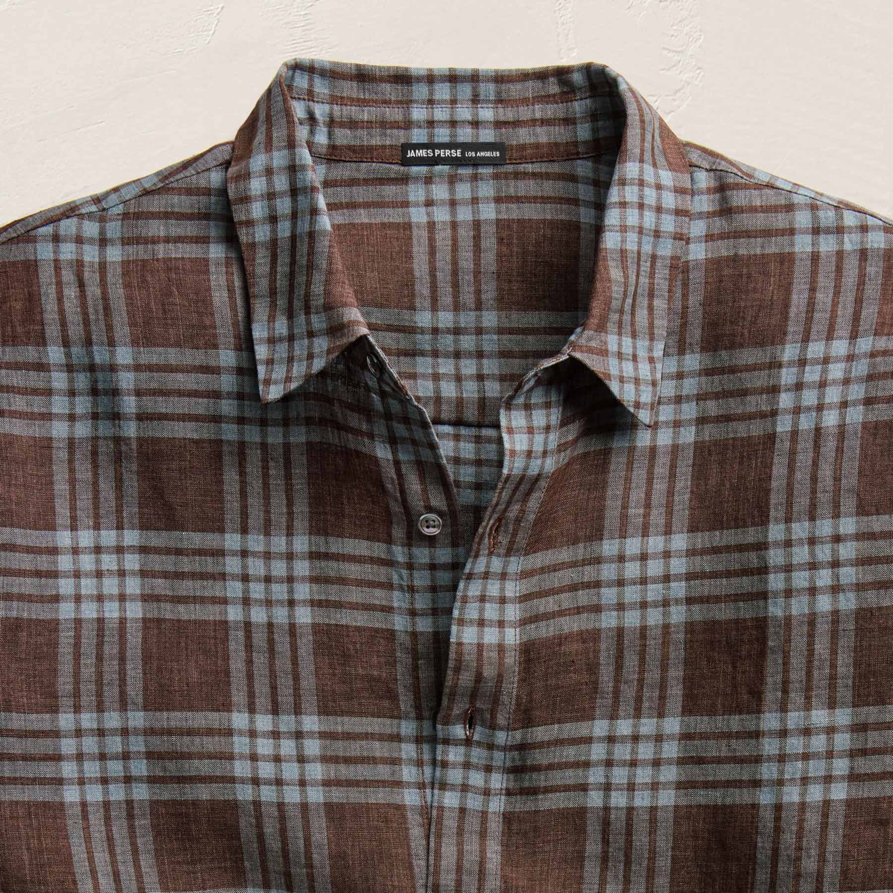 Plaid Linen Shirt - Plum Plaid