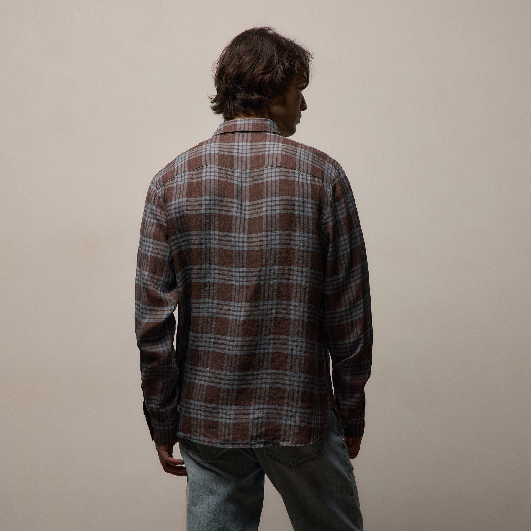 Plaid Linen Shirt - Plum Plaid