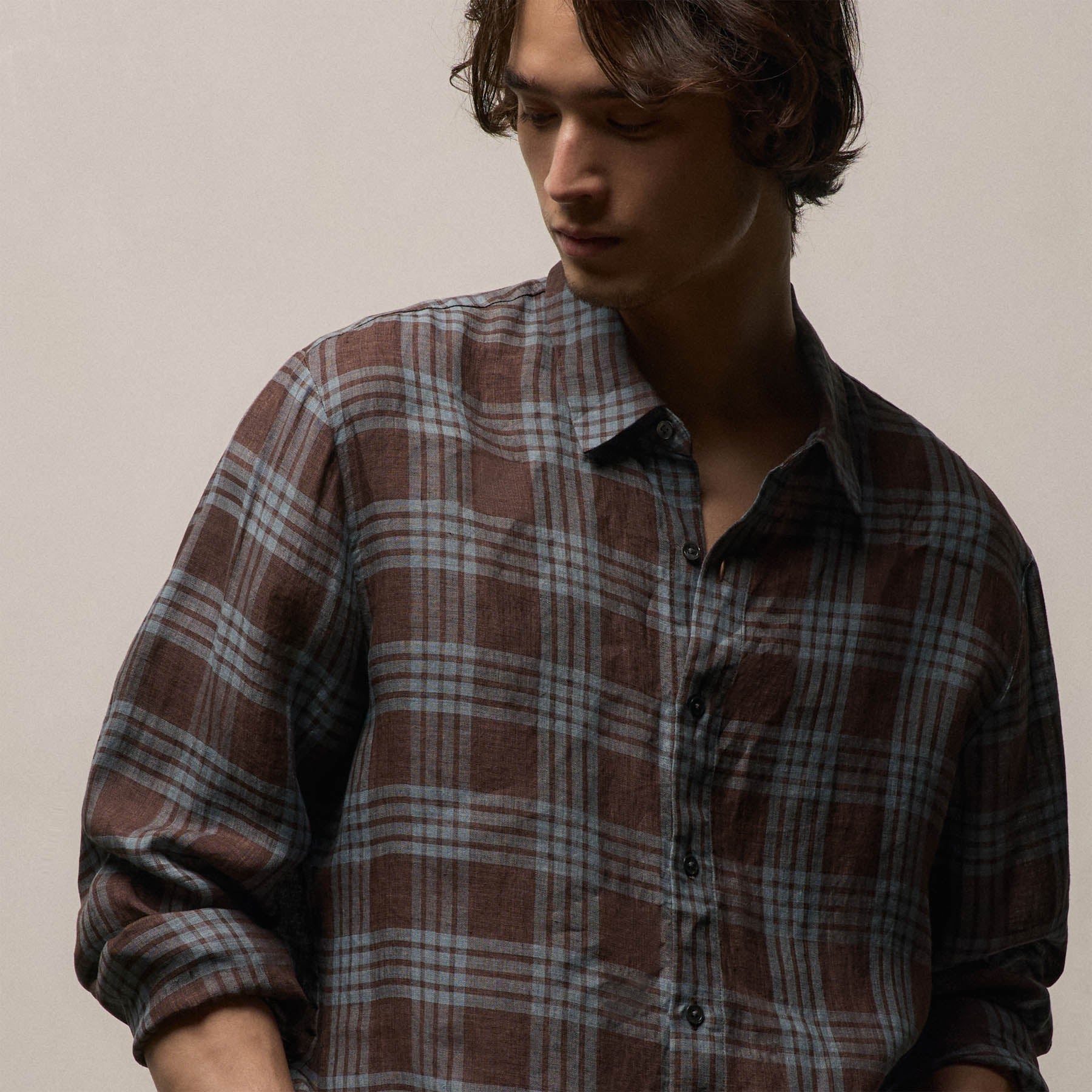 Plaid Linen Shirt - Plum Plaid