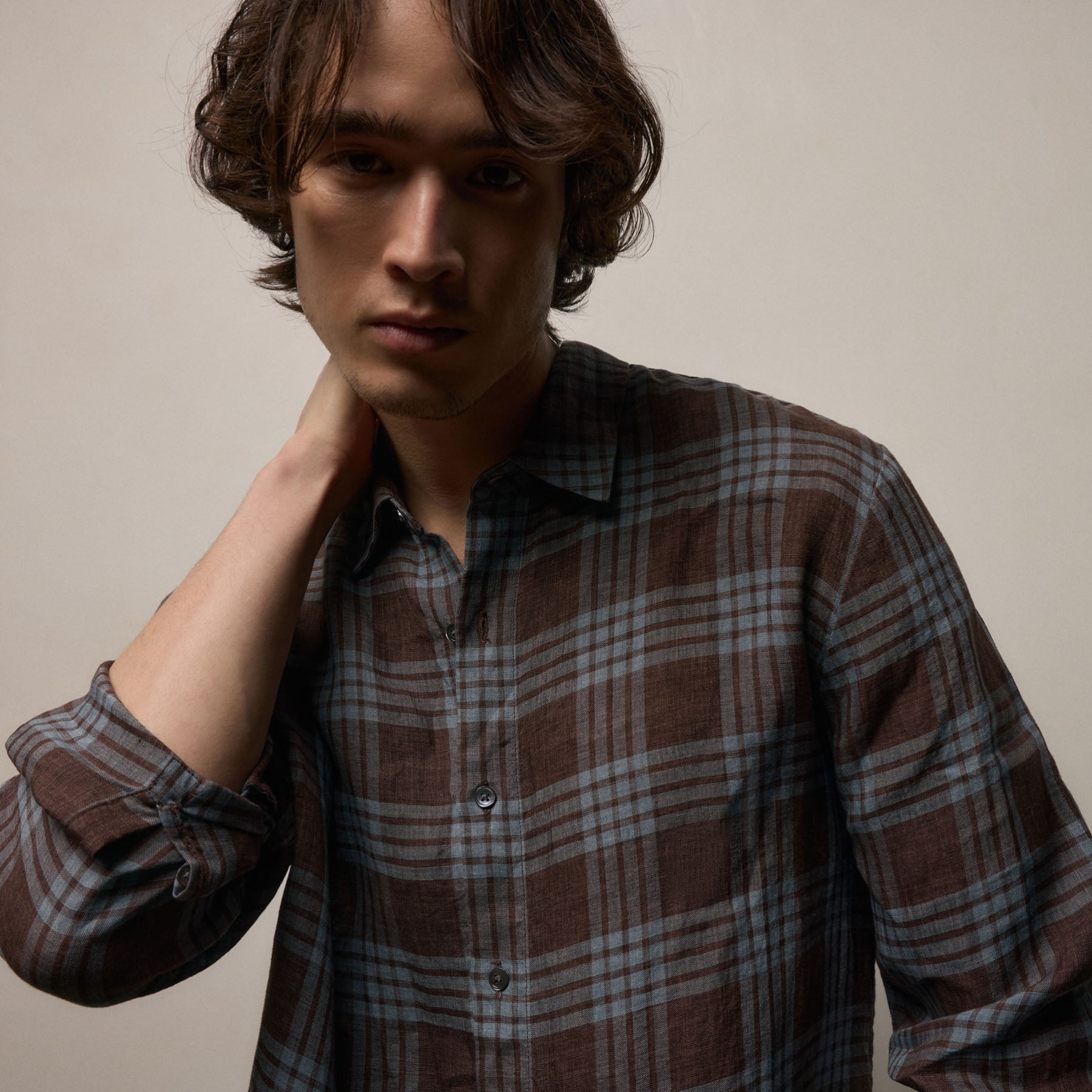 Plaid Linen Shirt - Plum Plaid