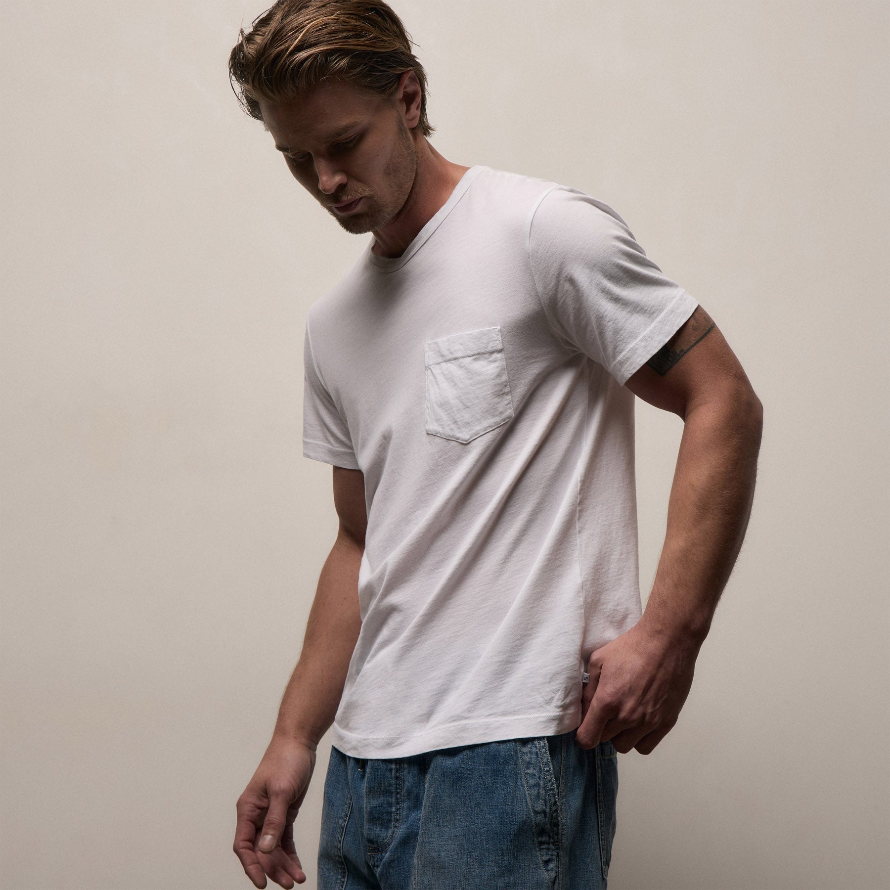 Lightweight Jersey Pocket Tee - White