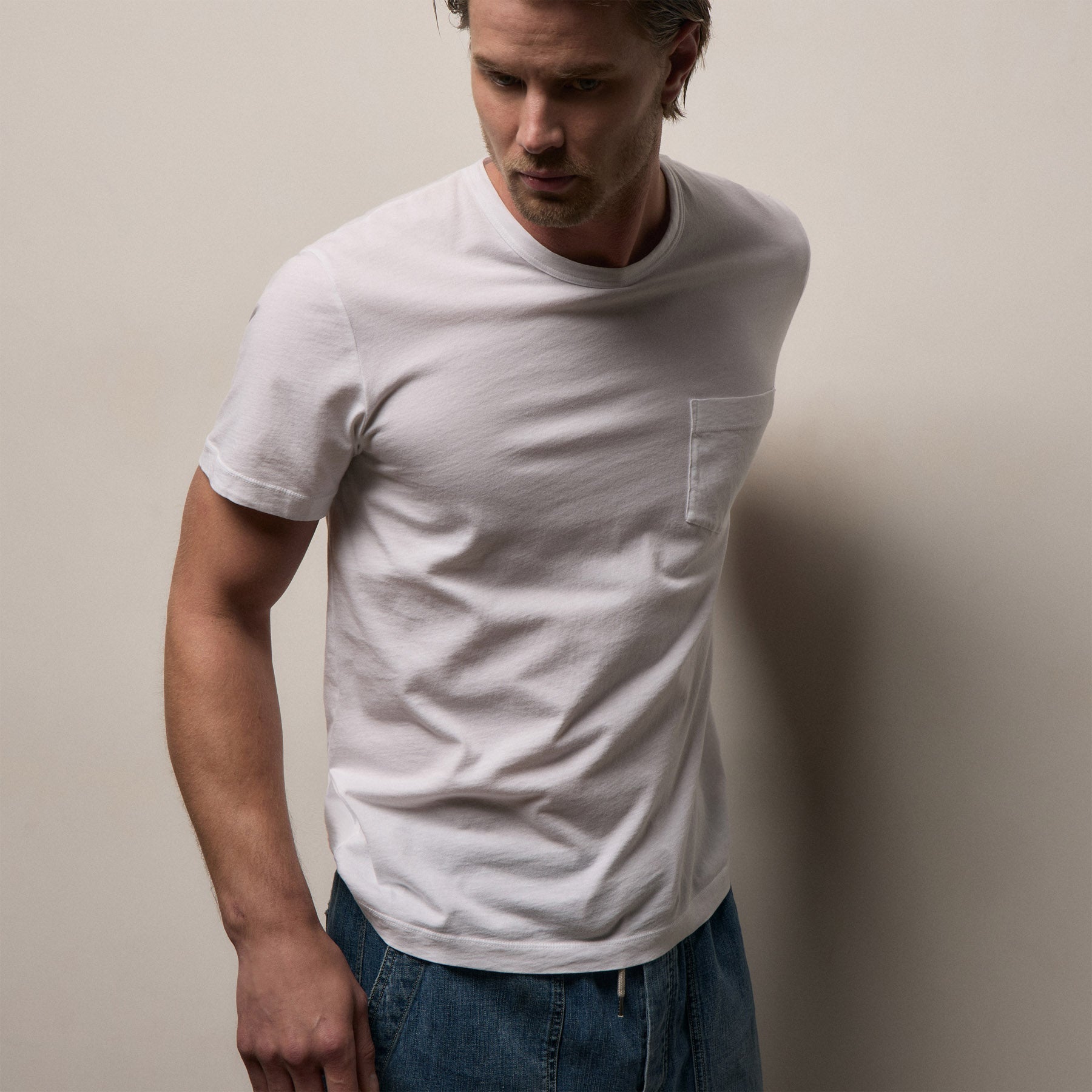Lightweight Jersey Pocket Tee - White