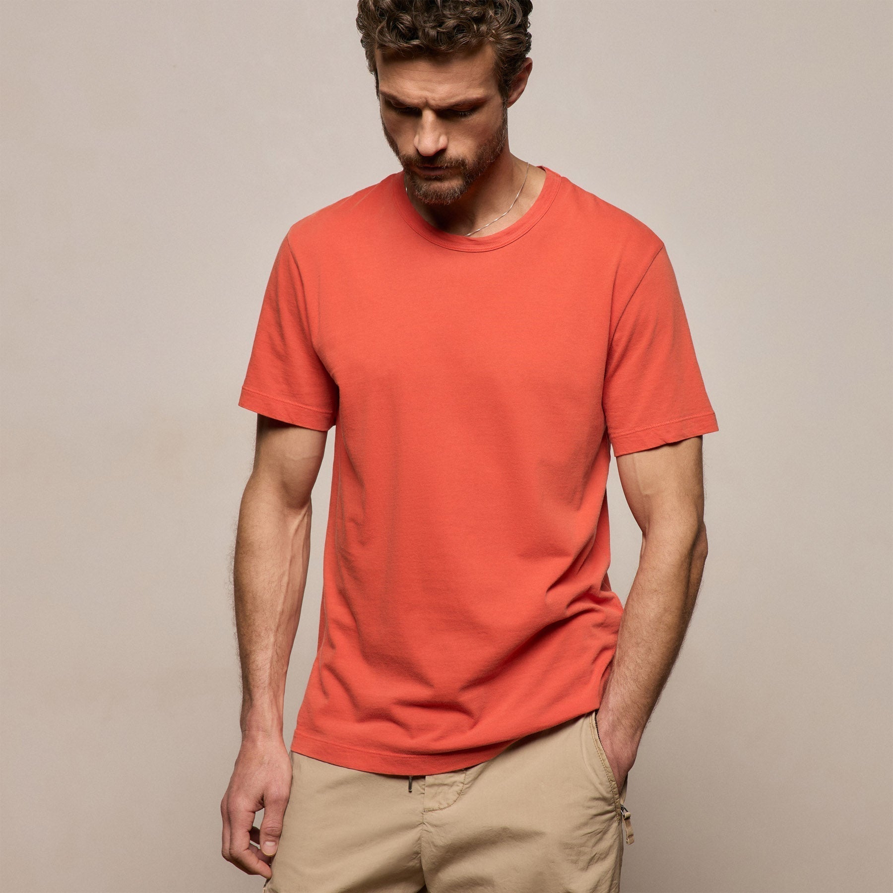 Short Sleeve Crew Neck - Blood Orange Pigment