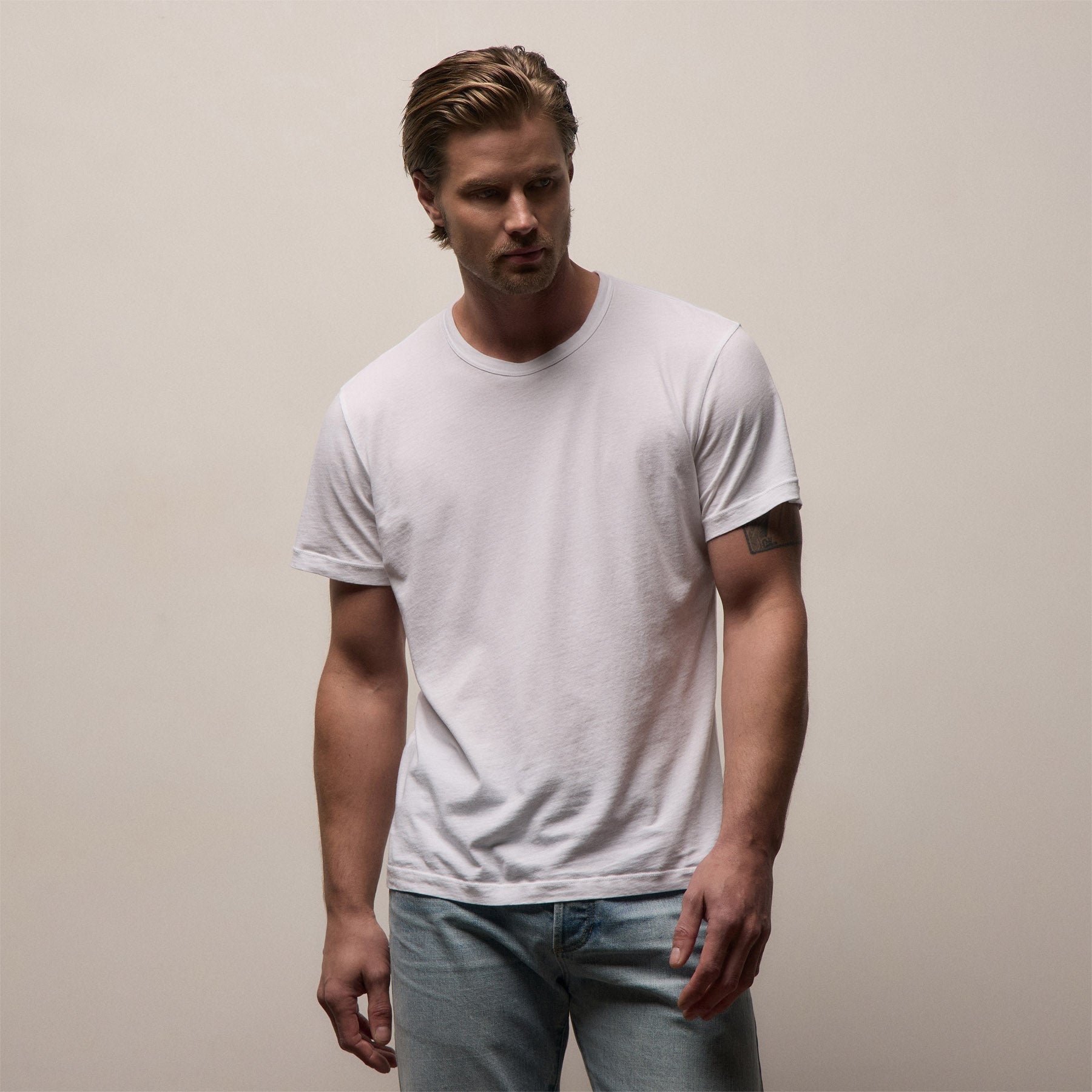 Short Sleeve Crew Neck - White