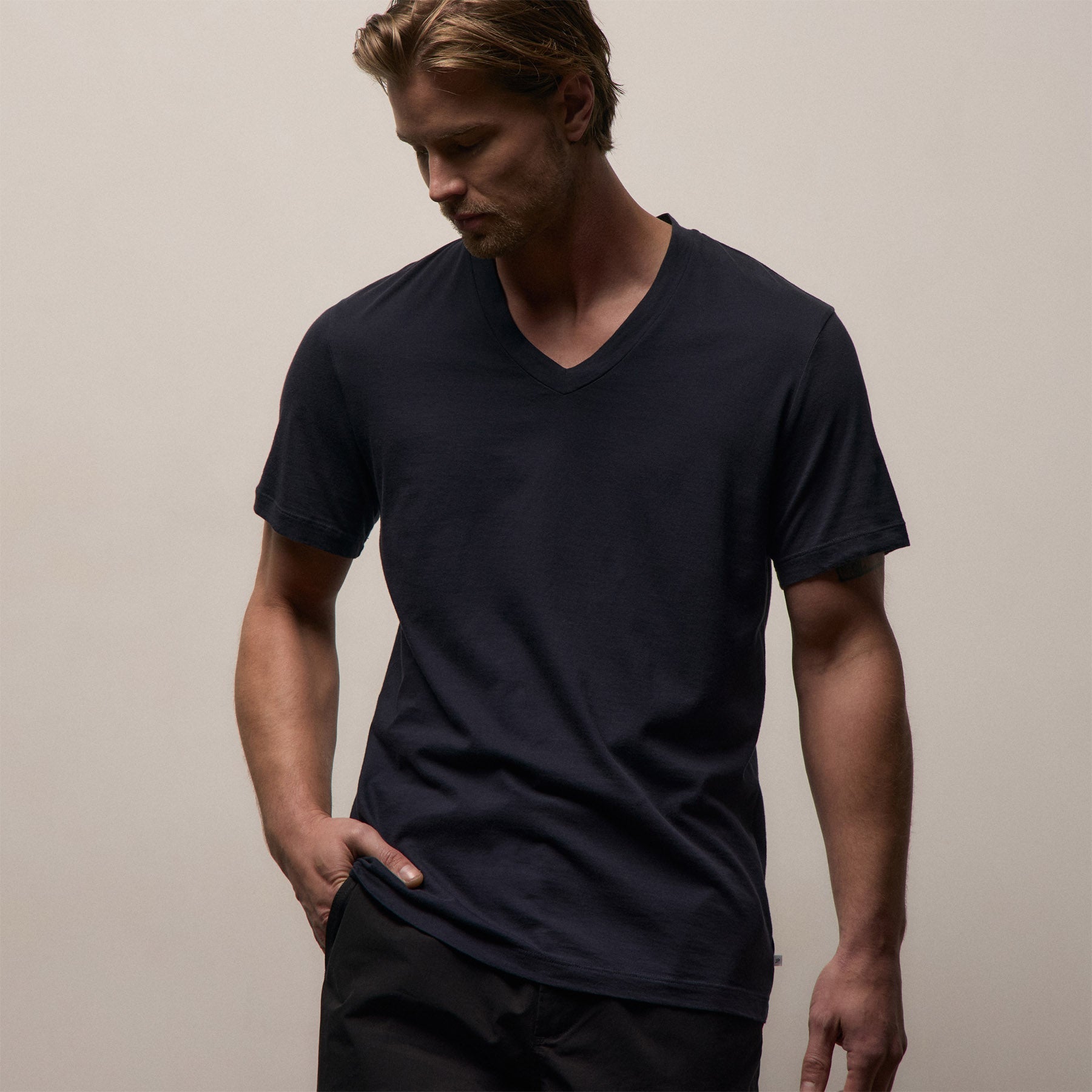 3 Pack Short Sleeve V Neck Tee - Black/White/Deep