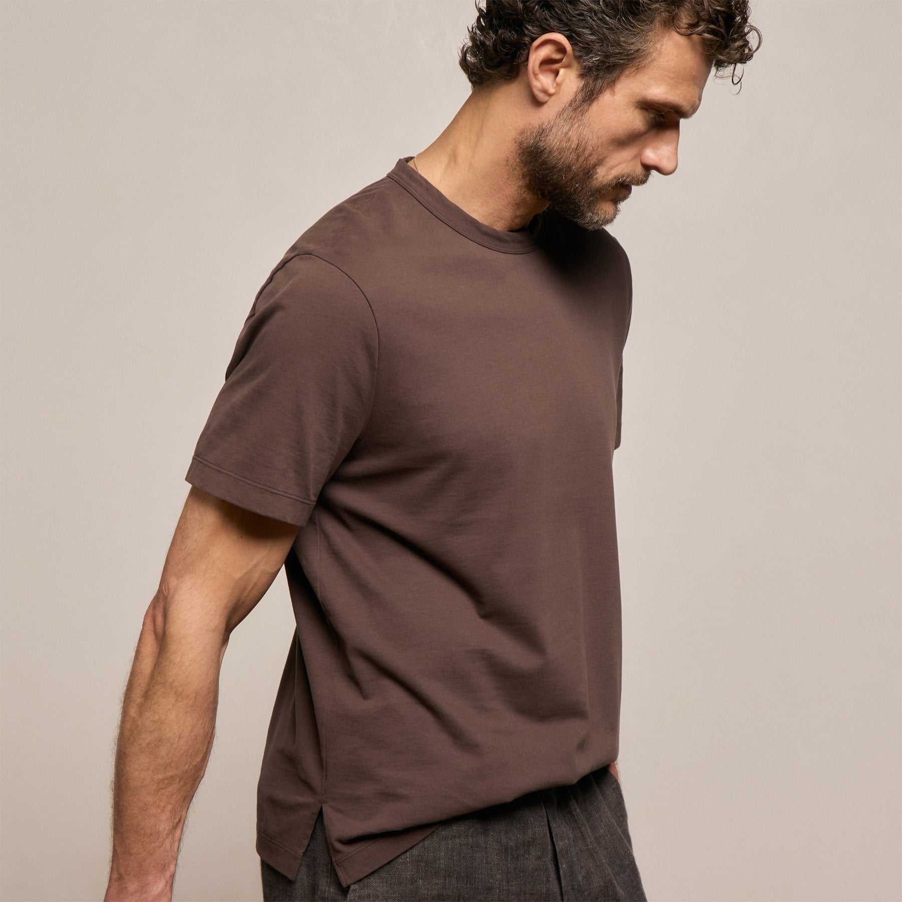 Heavy Luxe Jersey Crew - Bark