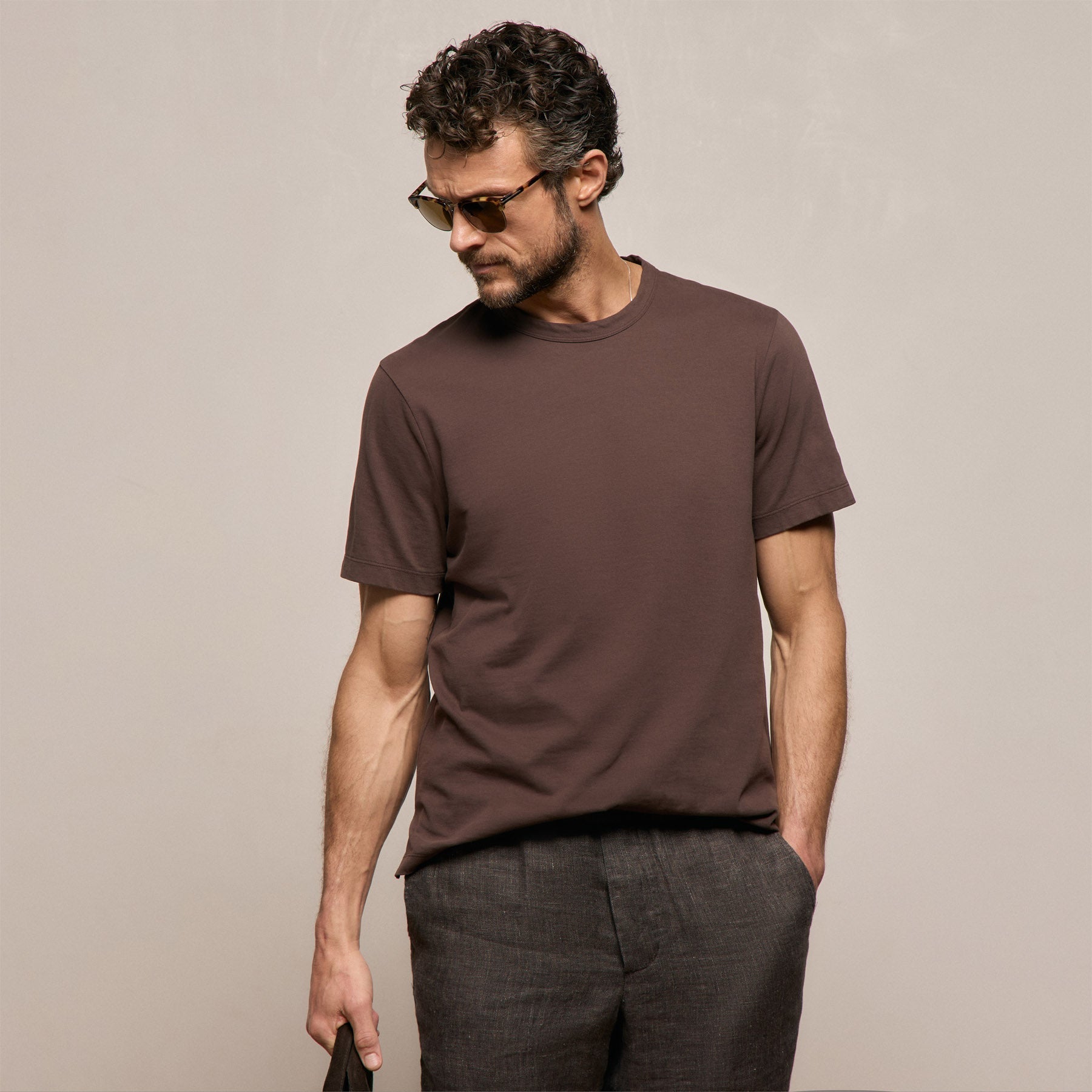 Heavy Luxe Jersey Crew - Bark