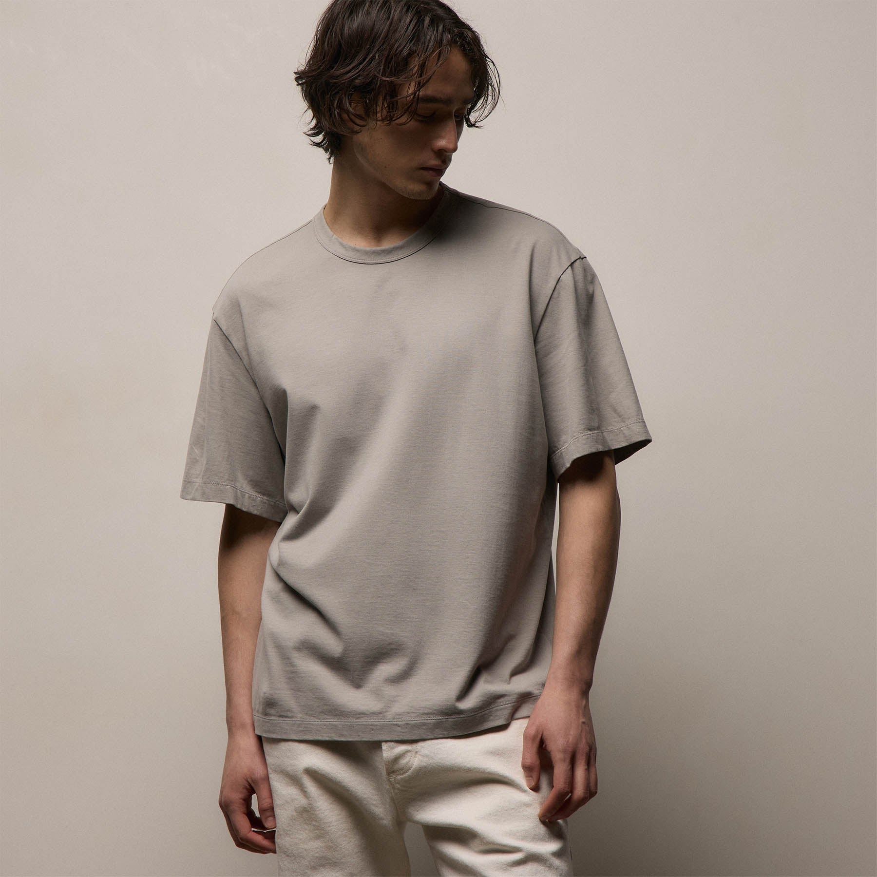 Heavy Luxe Jersey Oversized Crew - Fog
