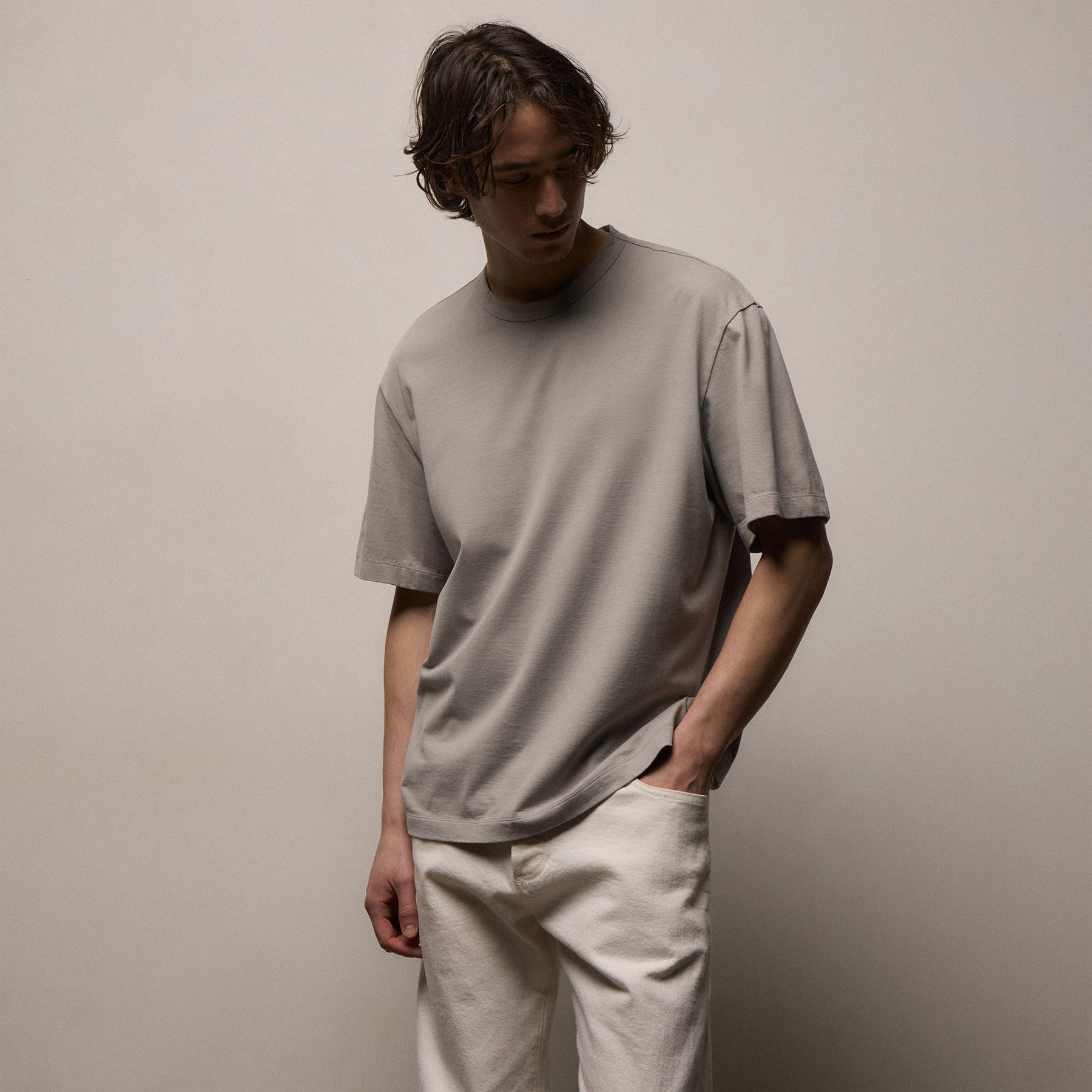 Heavy Luxe Jersey Oversized Crew - Fog