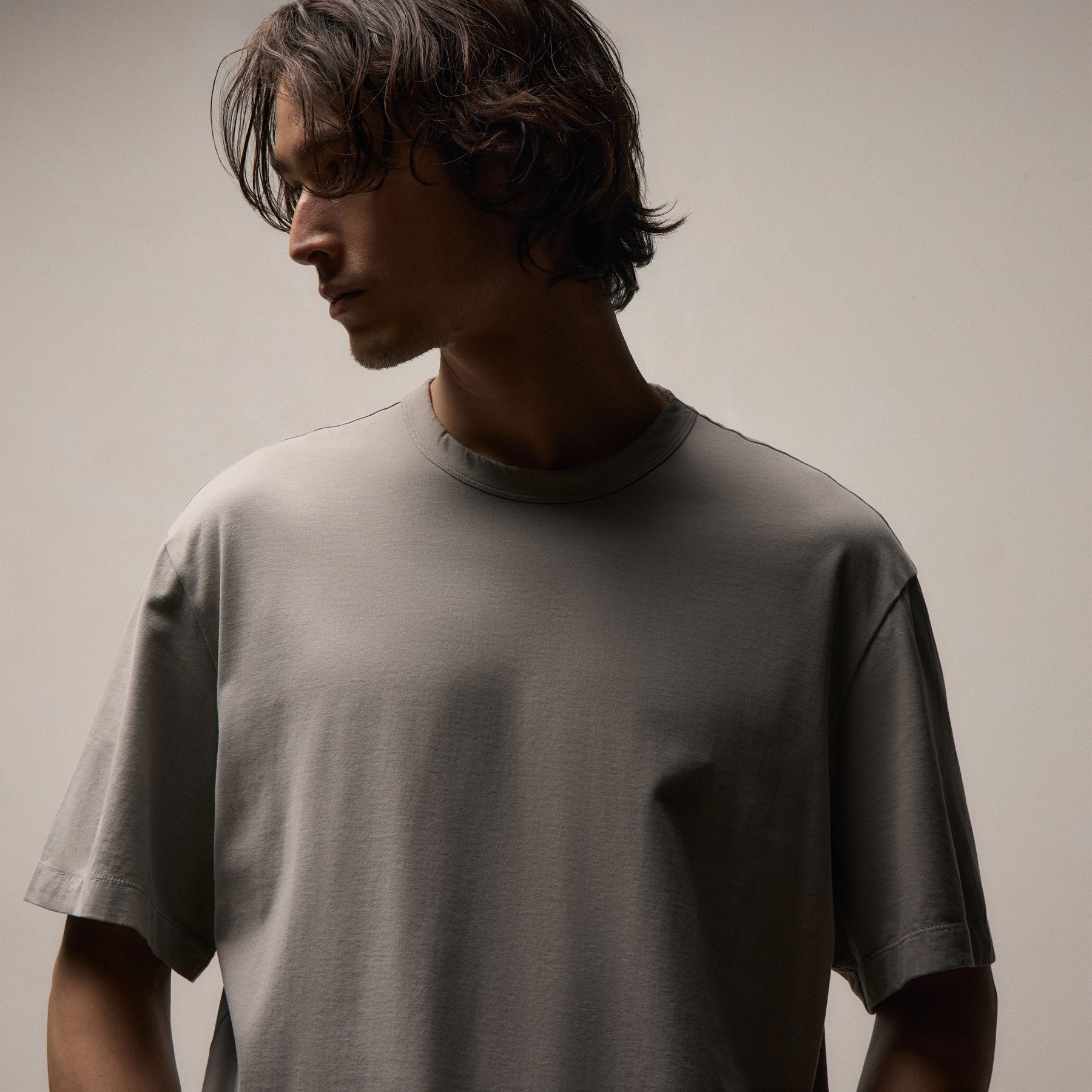 Heavy Luxe Jersey Oversized Crew - Fog