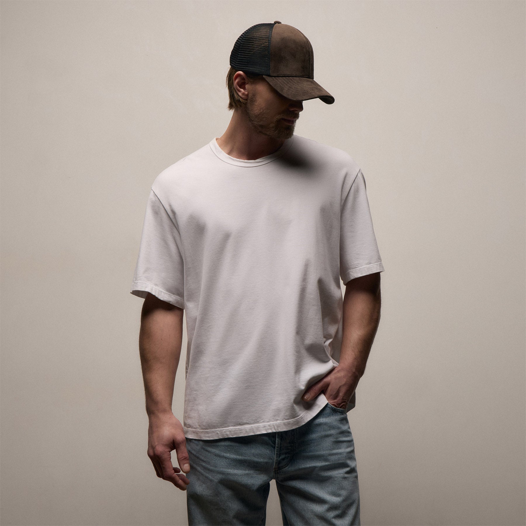 Heavy Luxe Jersey Oversized Crew - White